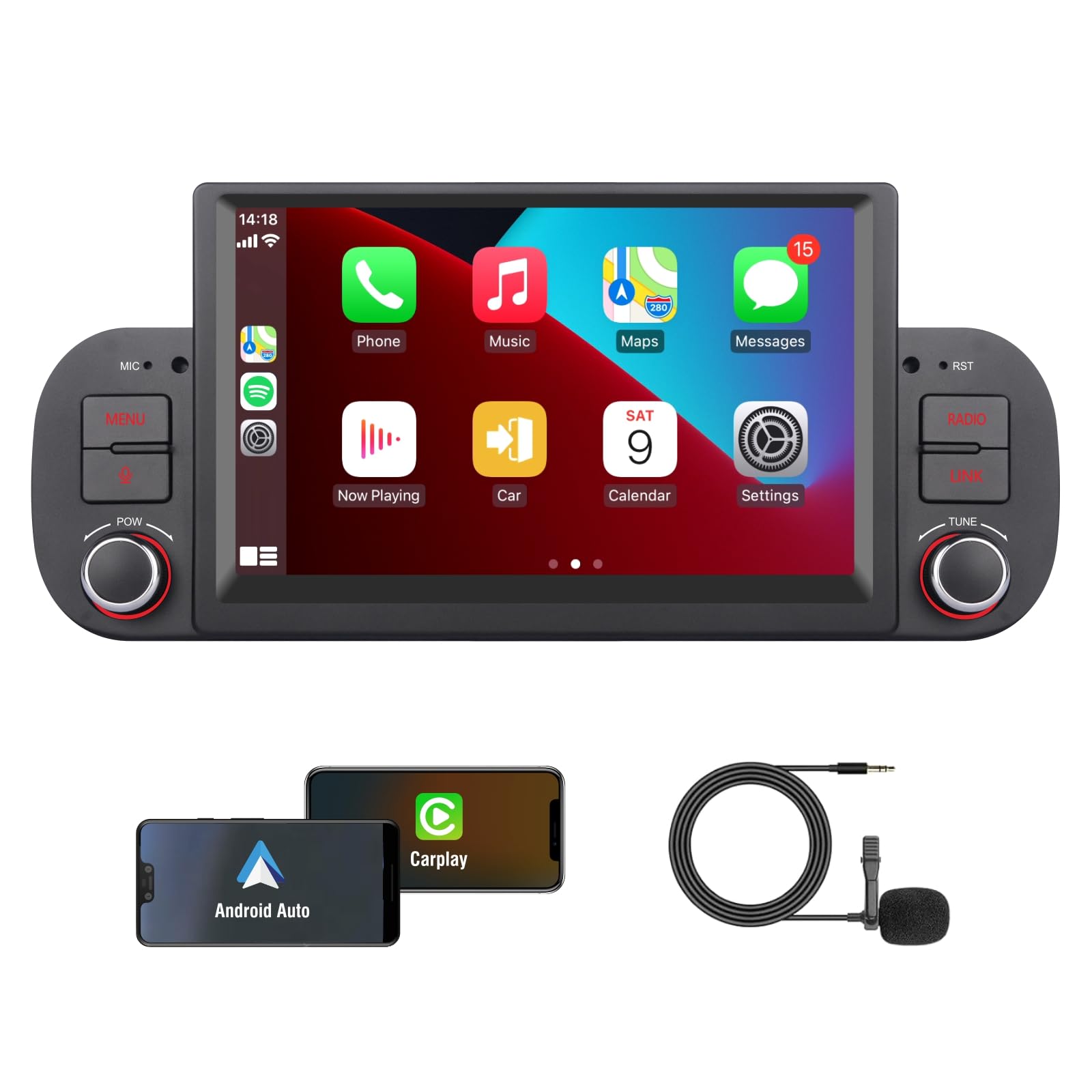 Kttcorlp Autoradio 7 pollici per Fiat Panda 2013-2020