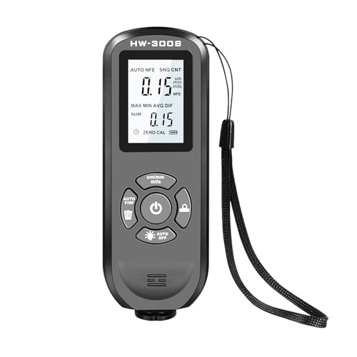 Spessimetro per Vernice Auto Indicatore di Spessore del Rivestimento Display Digitale 3 Unità Strumento di Misurazione dello Spessore della Vernice per Autoveicoli(Nero)