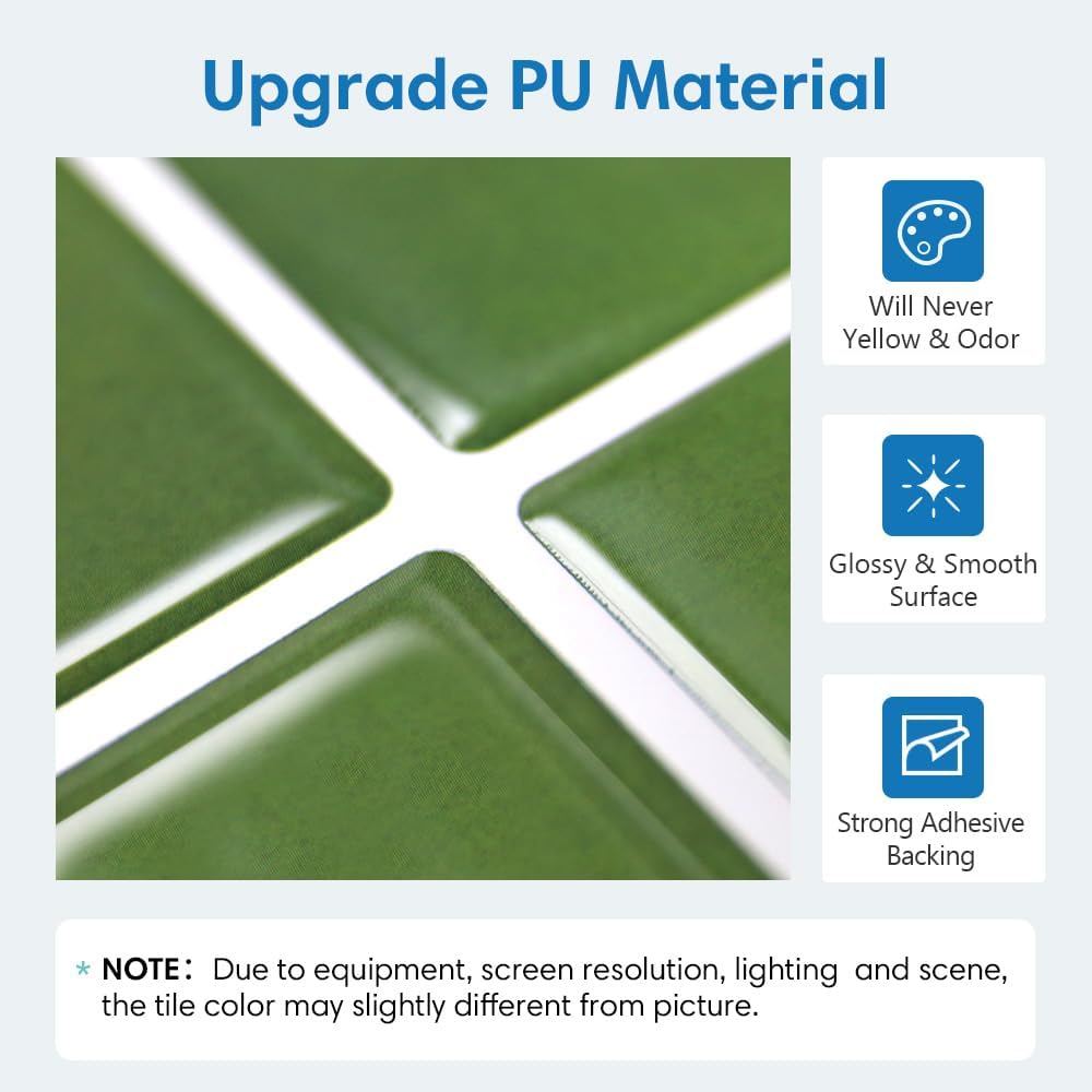 Piastrelle Adesive Cucina Bagno Verdi 10 Pezzi 30,5x30,5cm - immagine 4