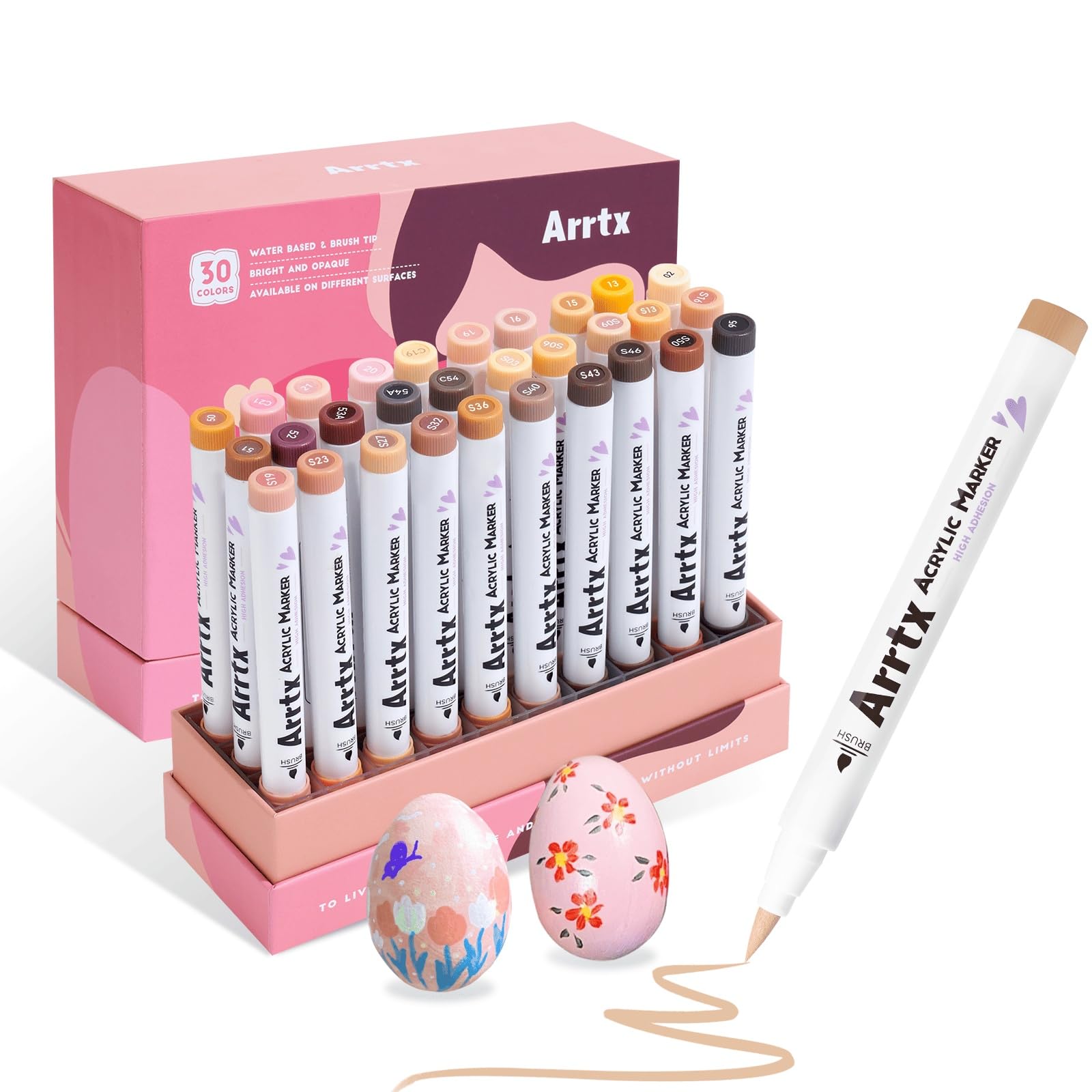 Arrtx 30 Pennarelli Acrilici Color Pelle Punta a Pennello