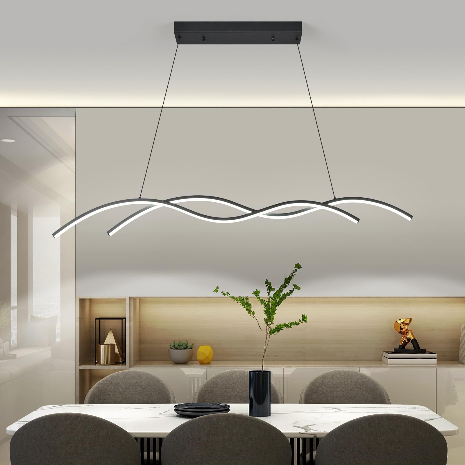 Moderna Luce di Cristallo Nero LED Dimmabile 6000K