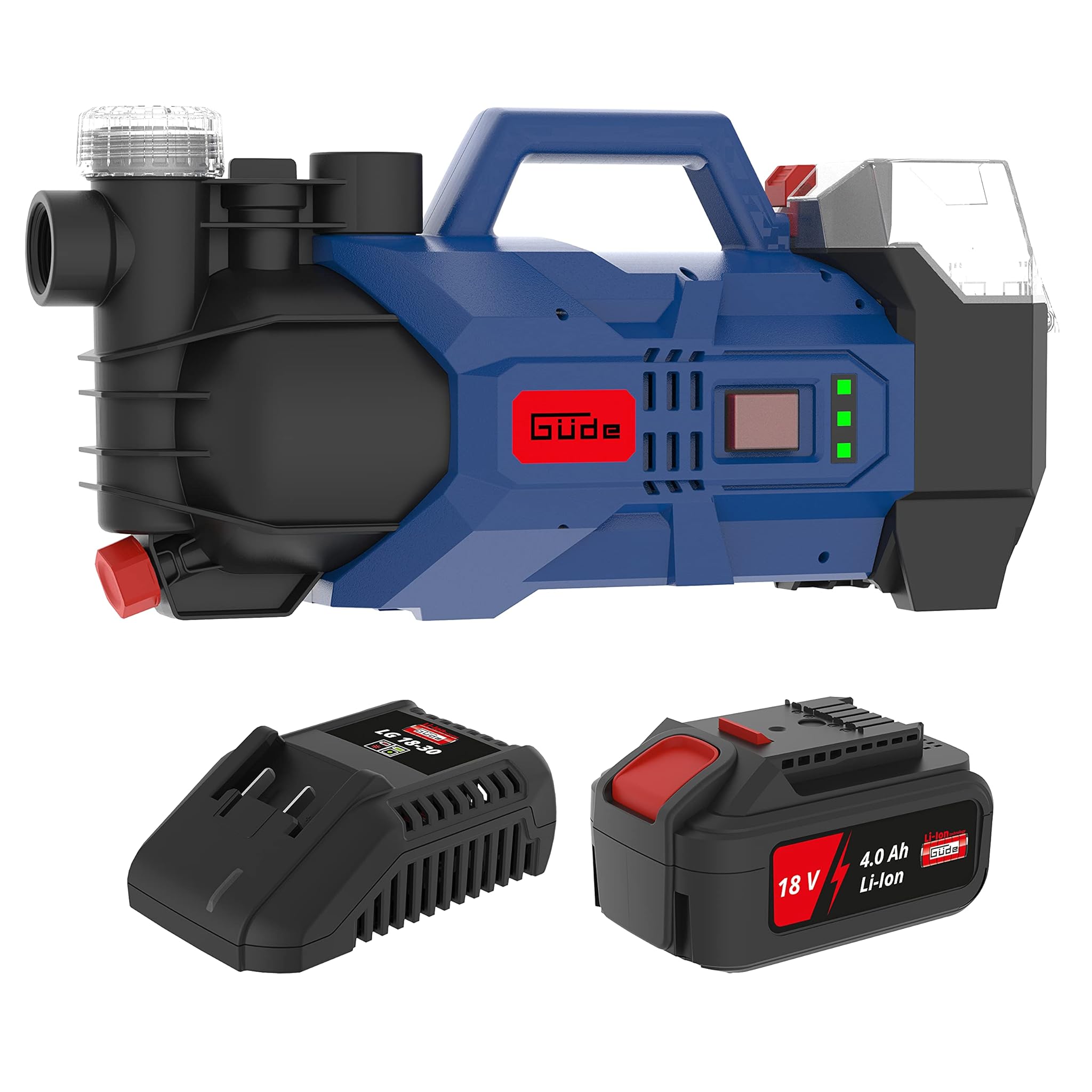 Güde GP 18-401-30 - Pompa da giardino a batteria, 72 W, 18 V, colore: Blu