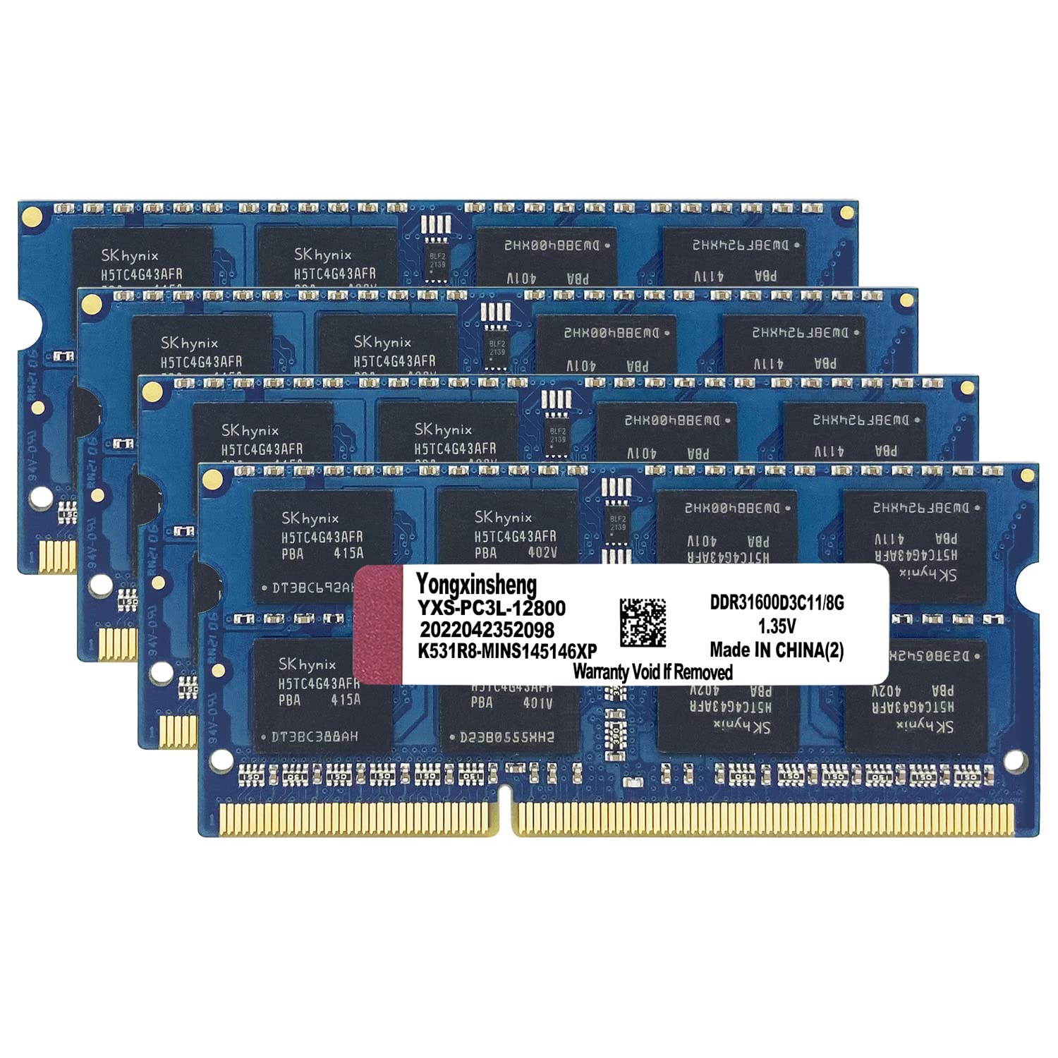 32GB Kit (4x8GB) DDR3L/DDR3 RAM 1600 MHz Sodimm