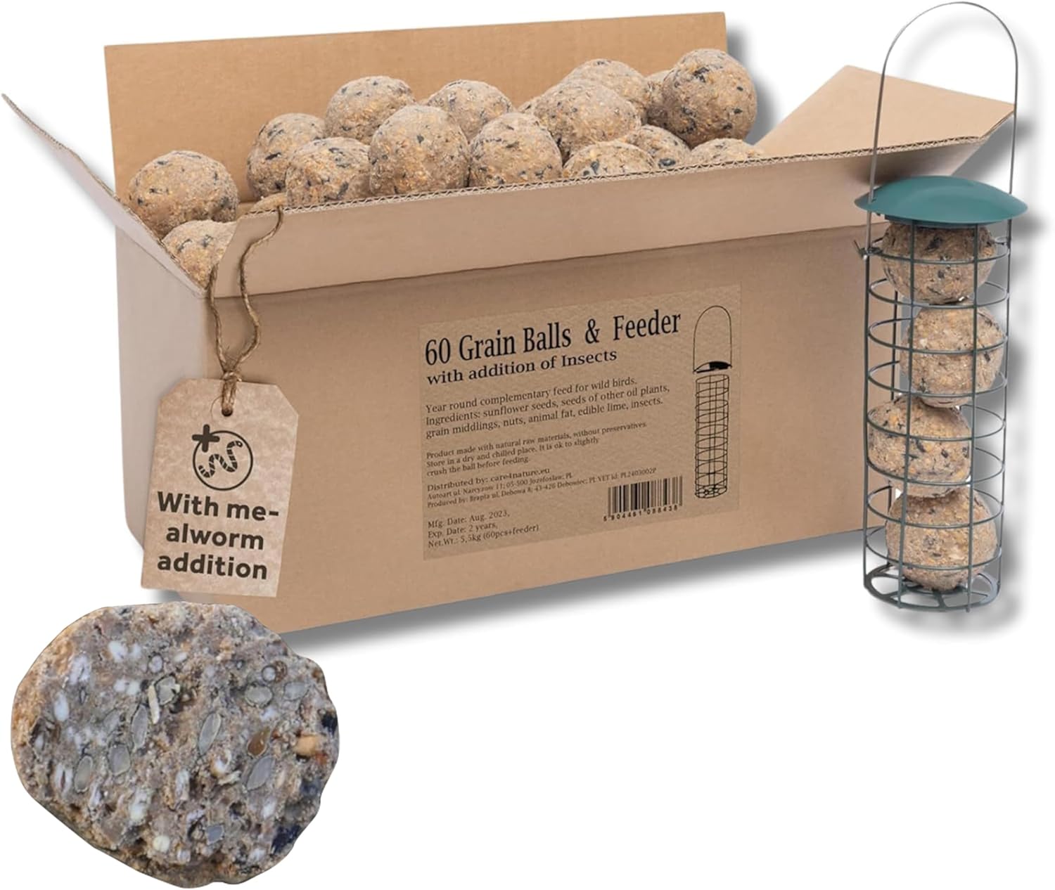 Care4Nature 60 Palline di Grasso per Uccelli Selvatici