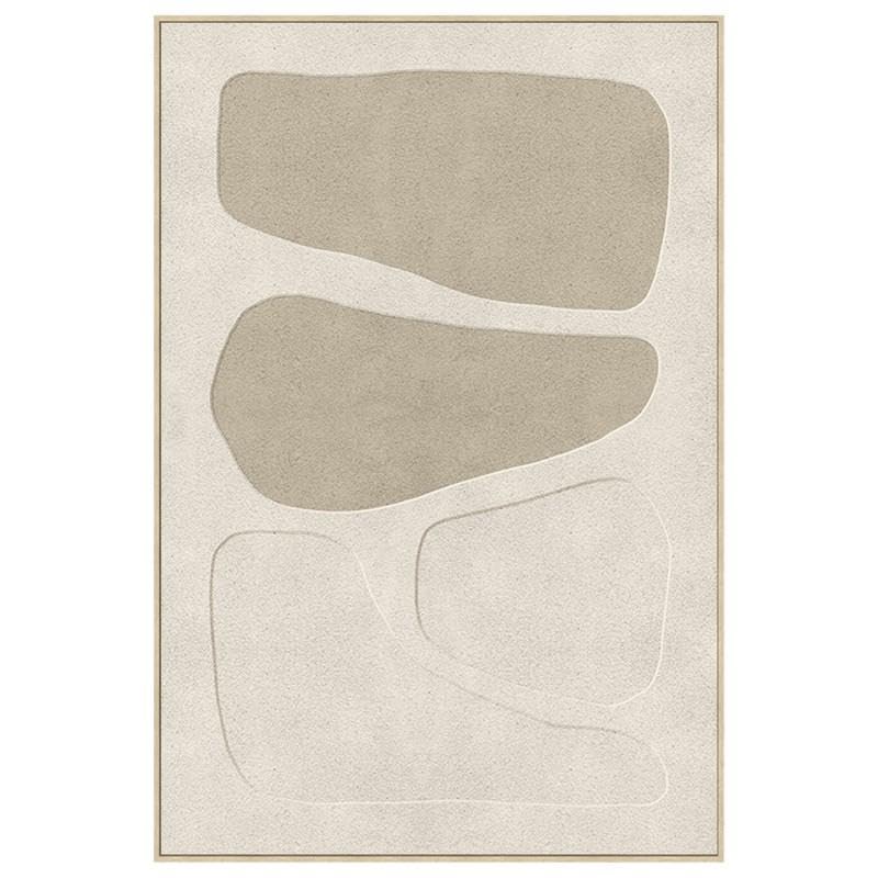 DRW Quadro Tela Astratto con Cornice in Legno, Bianco e Verde