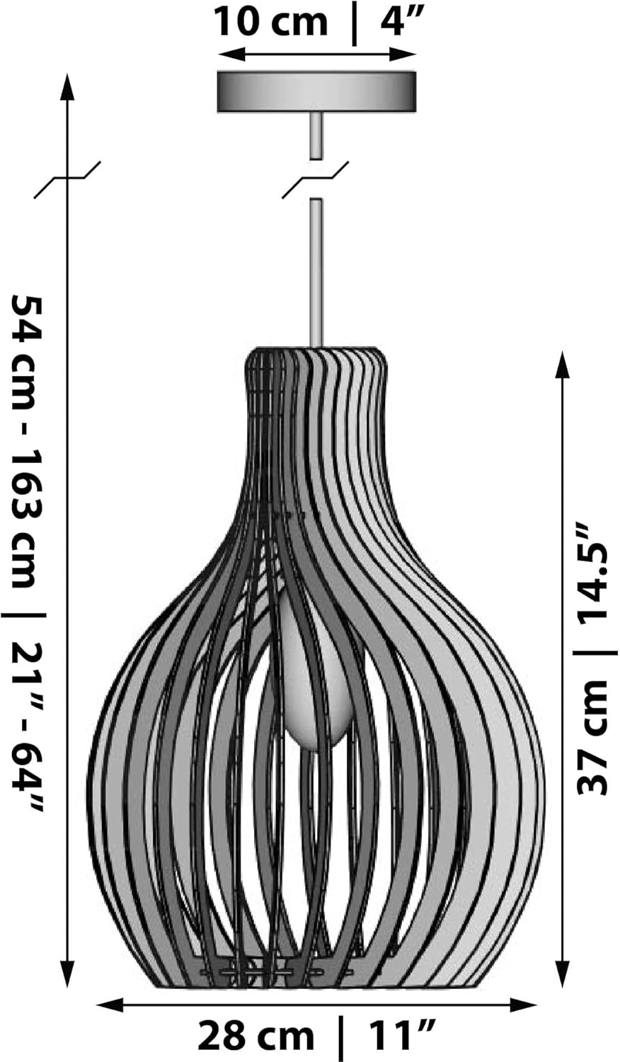 Opis PL2 - Lampada a Sospensione in Legno Ø28cm - immagine 2