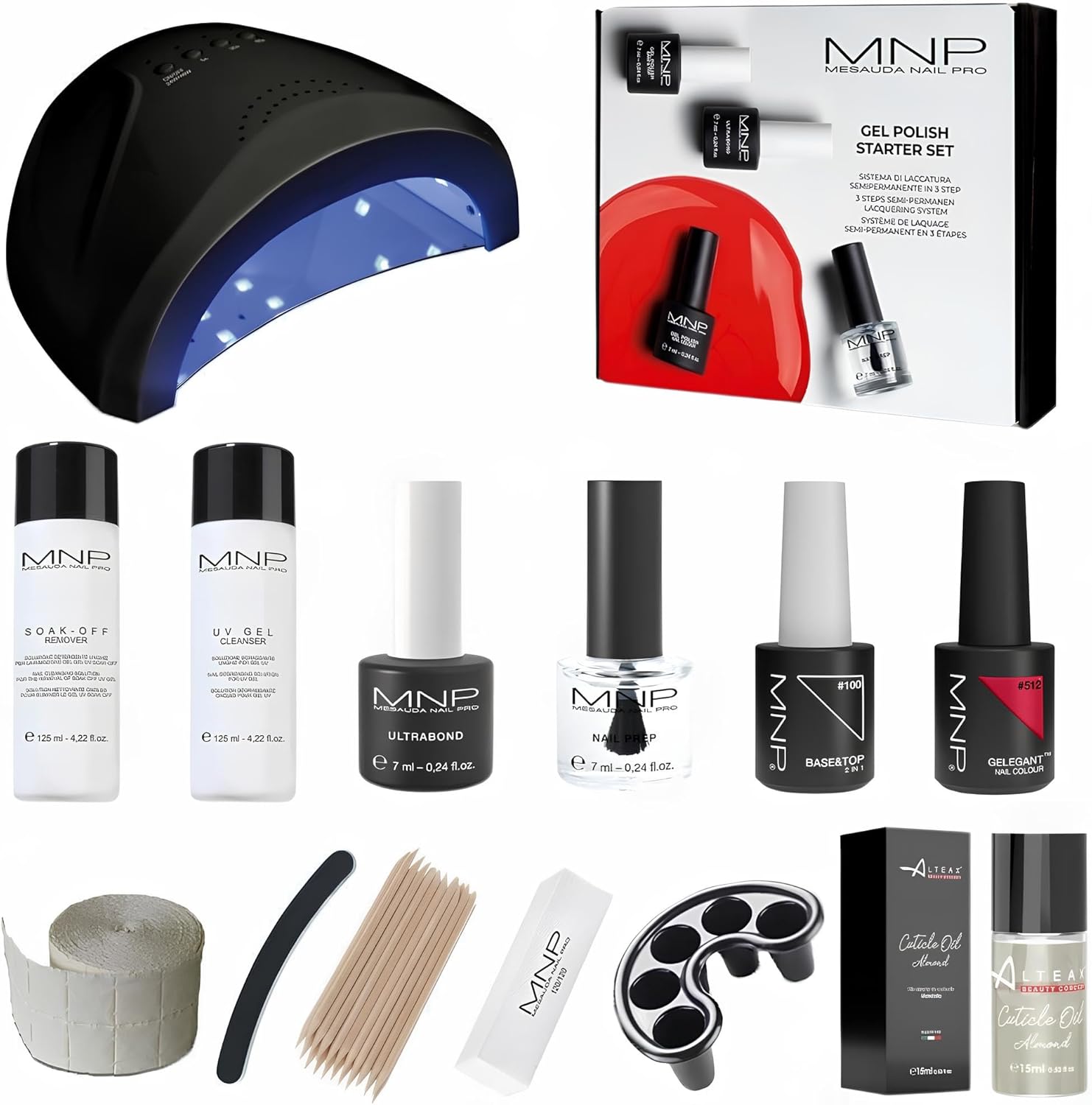 kit Semipermanente Unghie Professionale MesaudaMNP Starter Kit Gel Polish 7ml, Nuova Formula Senza TPO + Lampada Led 48watt e Accessori - Kit Smalto Semipermanente Unghie, Omaggio Olio Cuticole Altéax - immagine 1