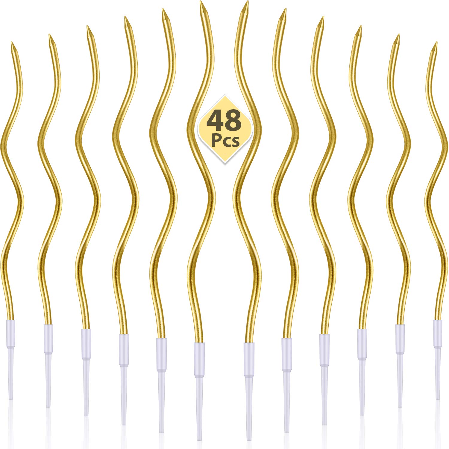 48 Candele a Spirale di Compleanno con Supporti, Oro