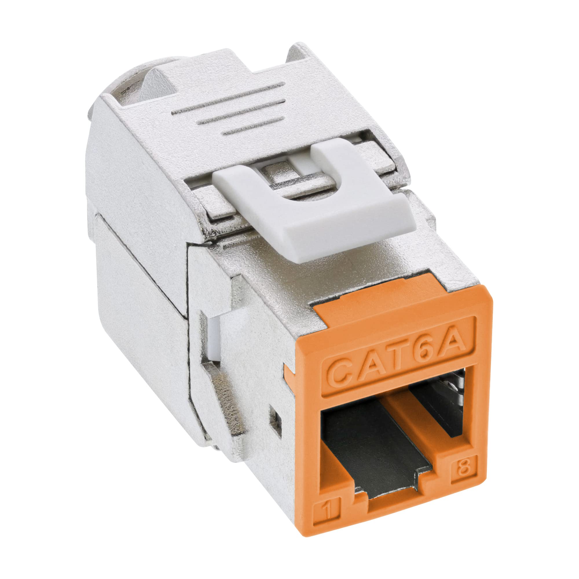InLine® Keystone - Confezione da 8 prese RJ45, schermate, Cat.6A, arancione