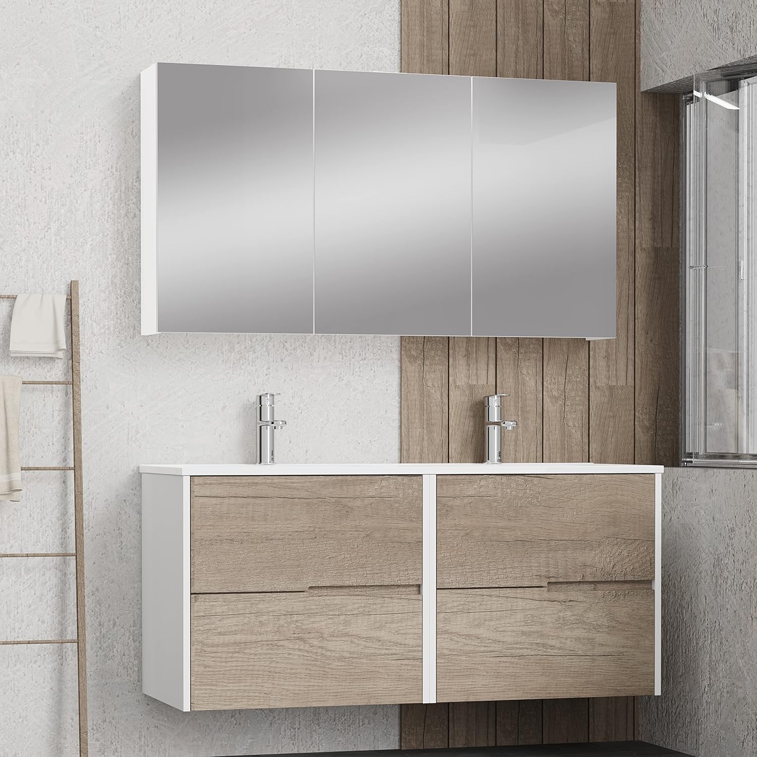 Baikal Mobile Camerino con Specchio 120 cm Bianco - immagine 2