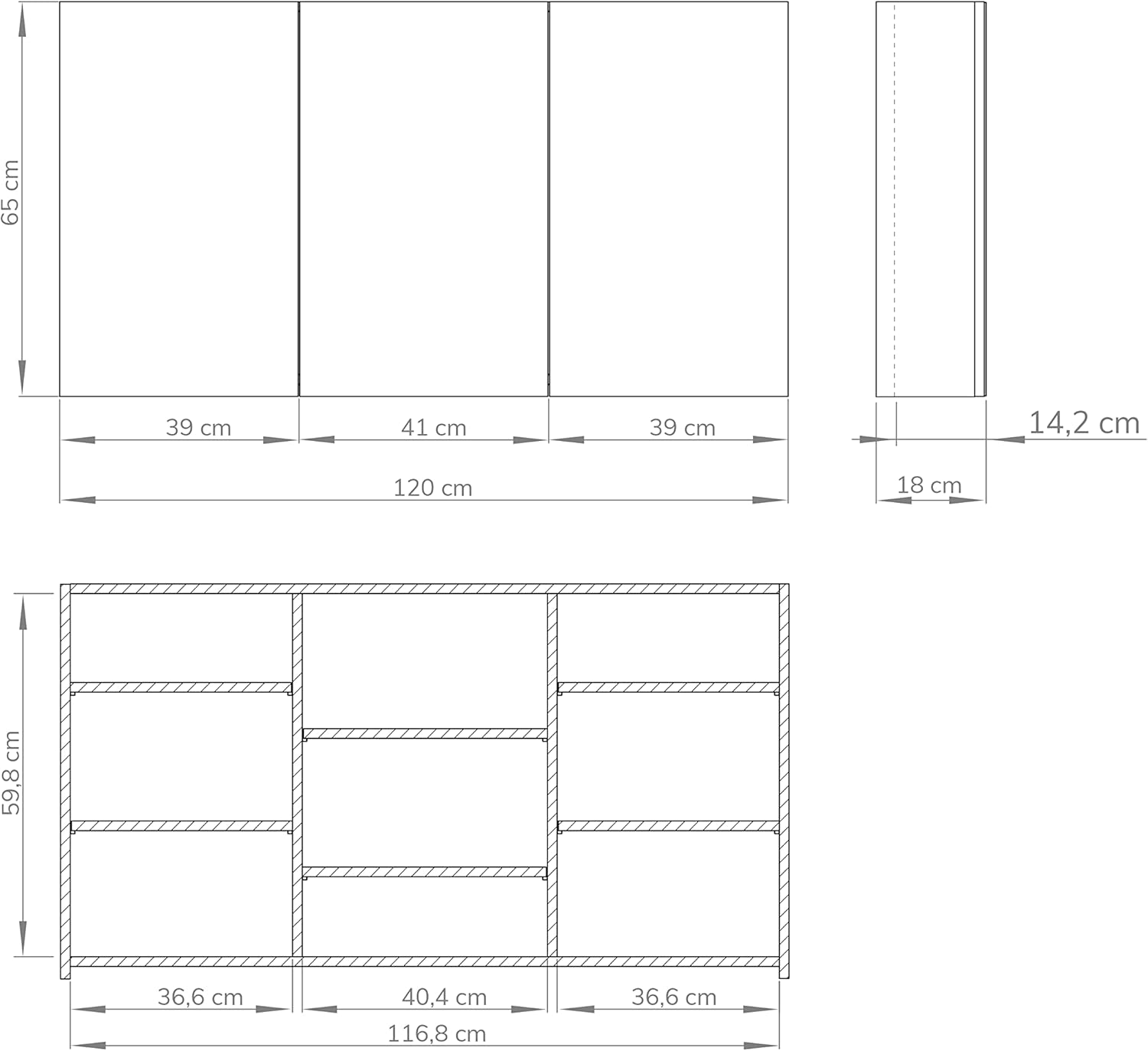Baikal Mobile Camerino con Specchio 120 cm Bianco - immagine 3
