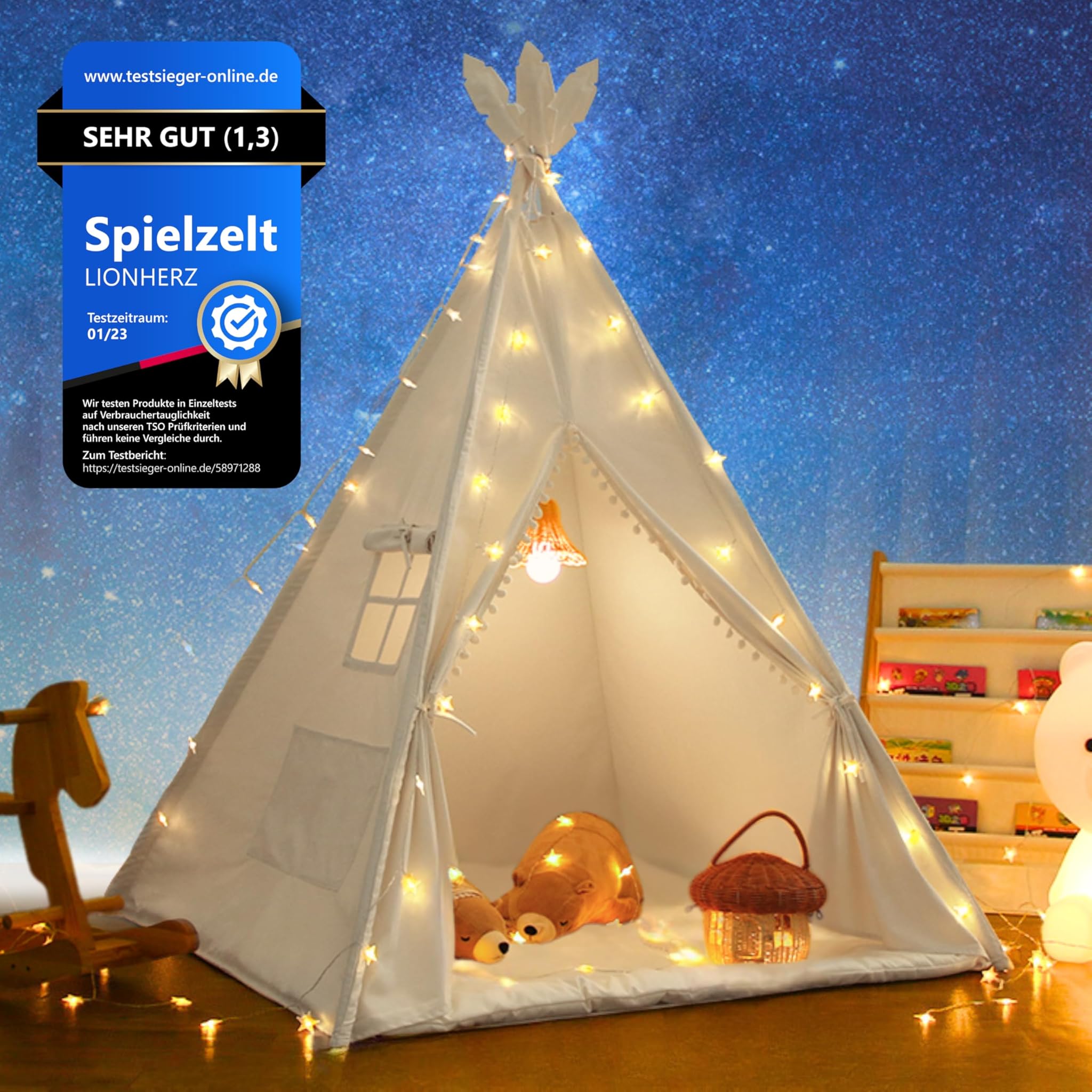 LIONHERZ® Tipi Tenda per Bambini 100% Cotone