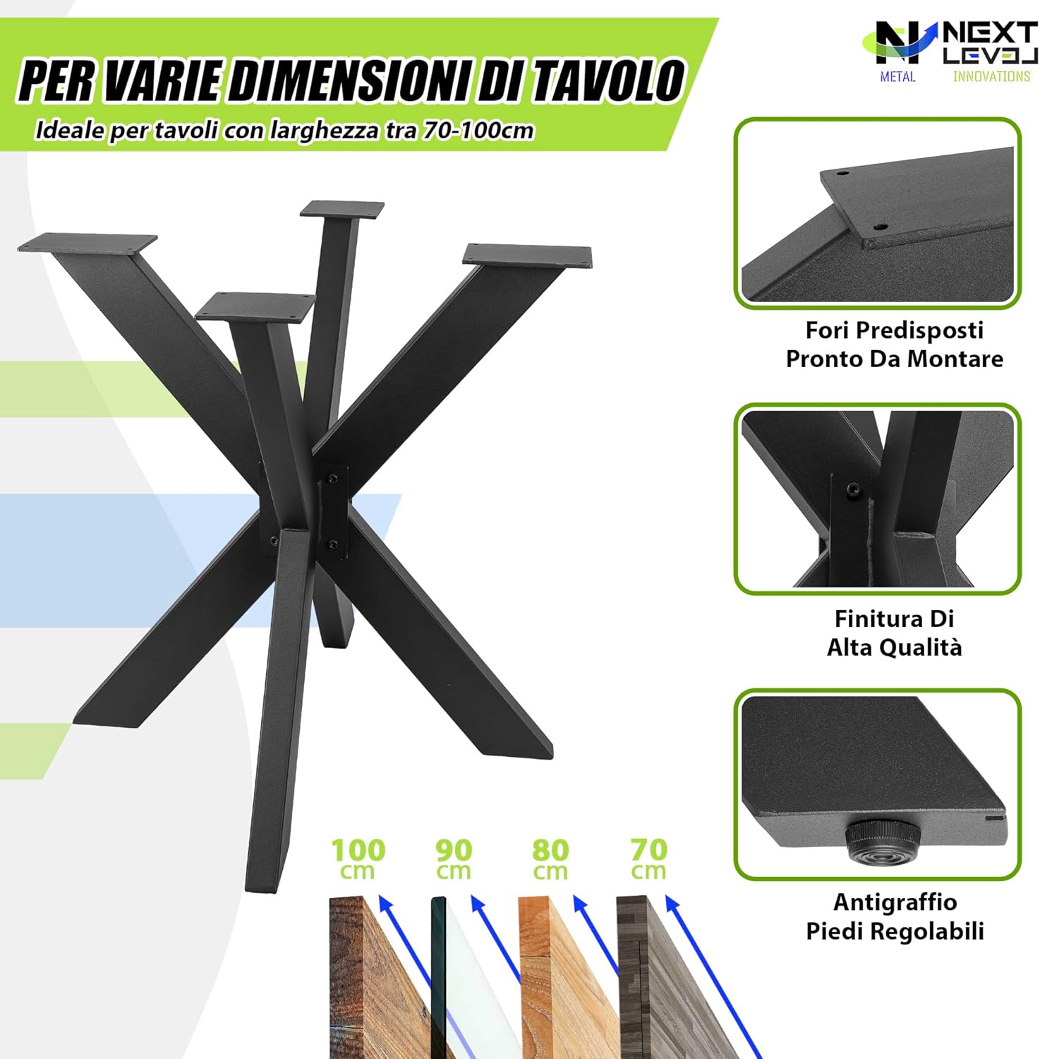Next Level - Gambe per Tavolo Metalliche 71x71x74cm - immagine 3