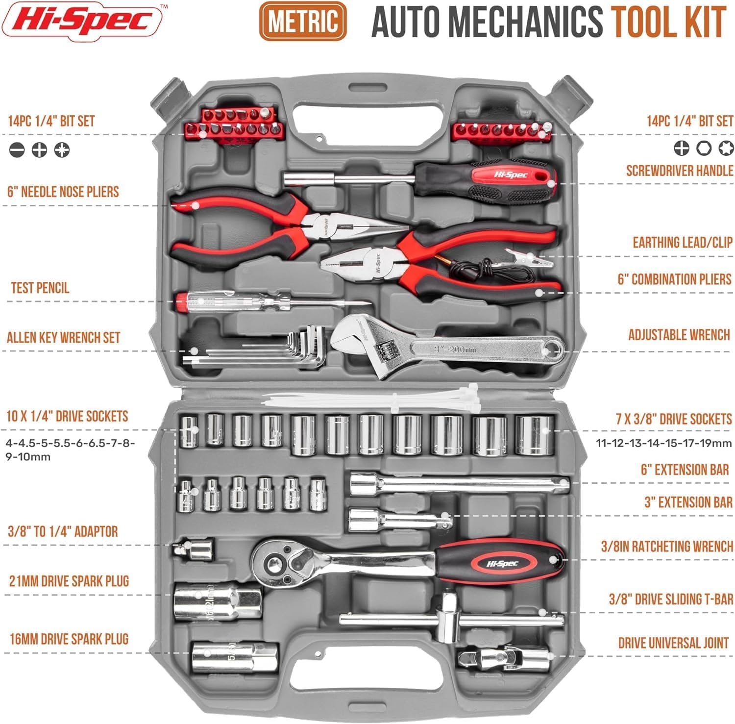 Hi-spec Kit Attrezzi per Auto e Meccanici - immagine 2
