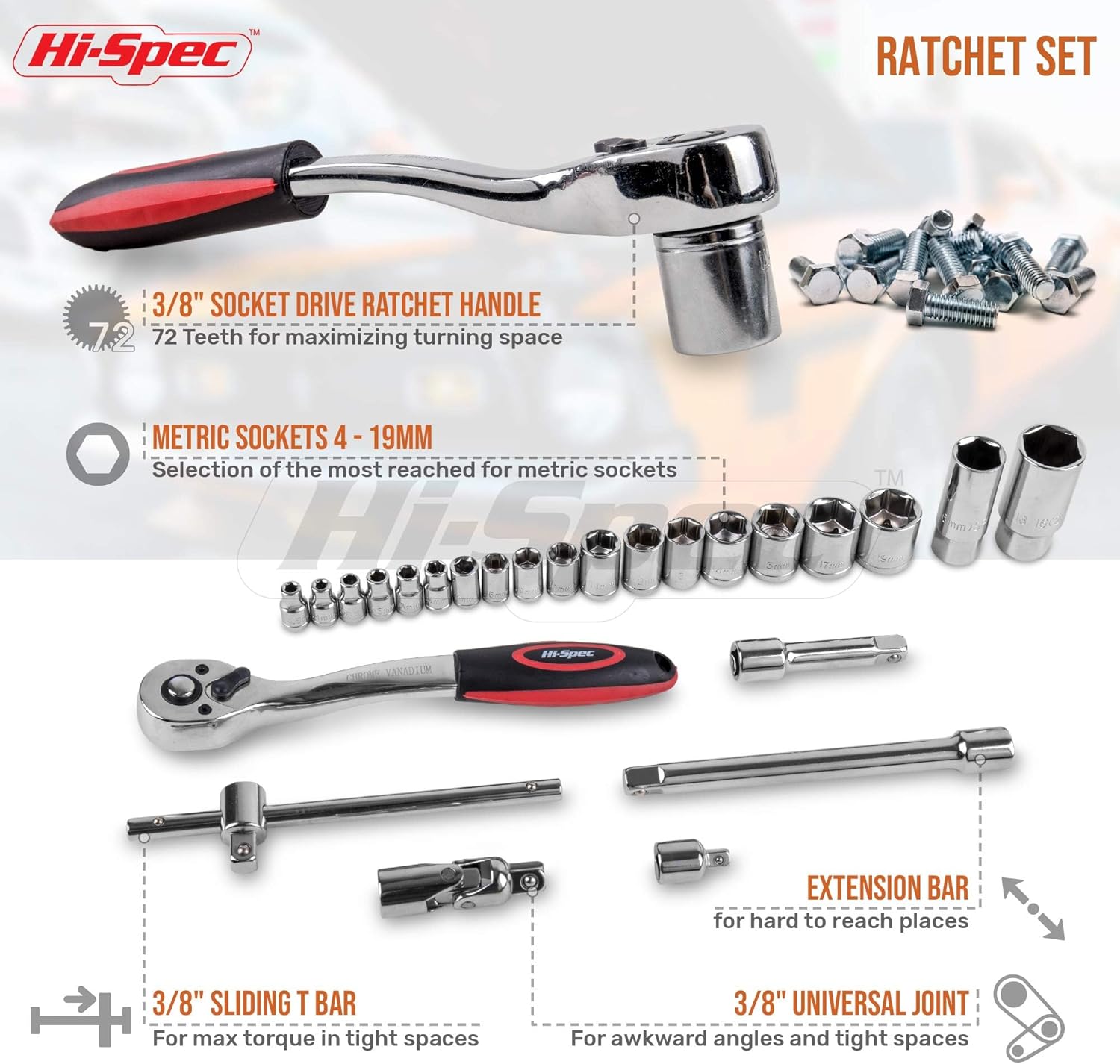 Hi-spec Kit Attrezzi per Auto e Meccanici - immagine 3