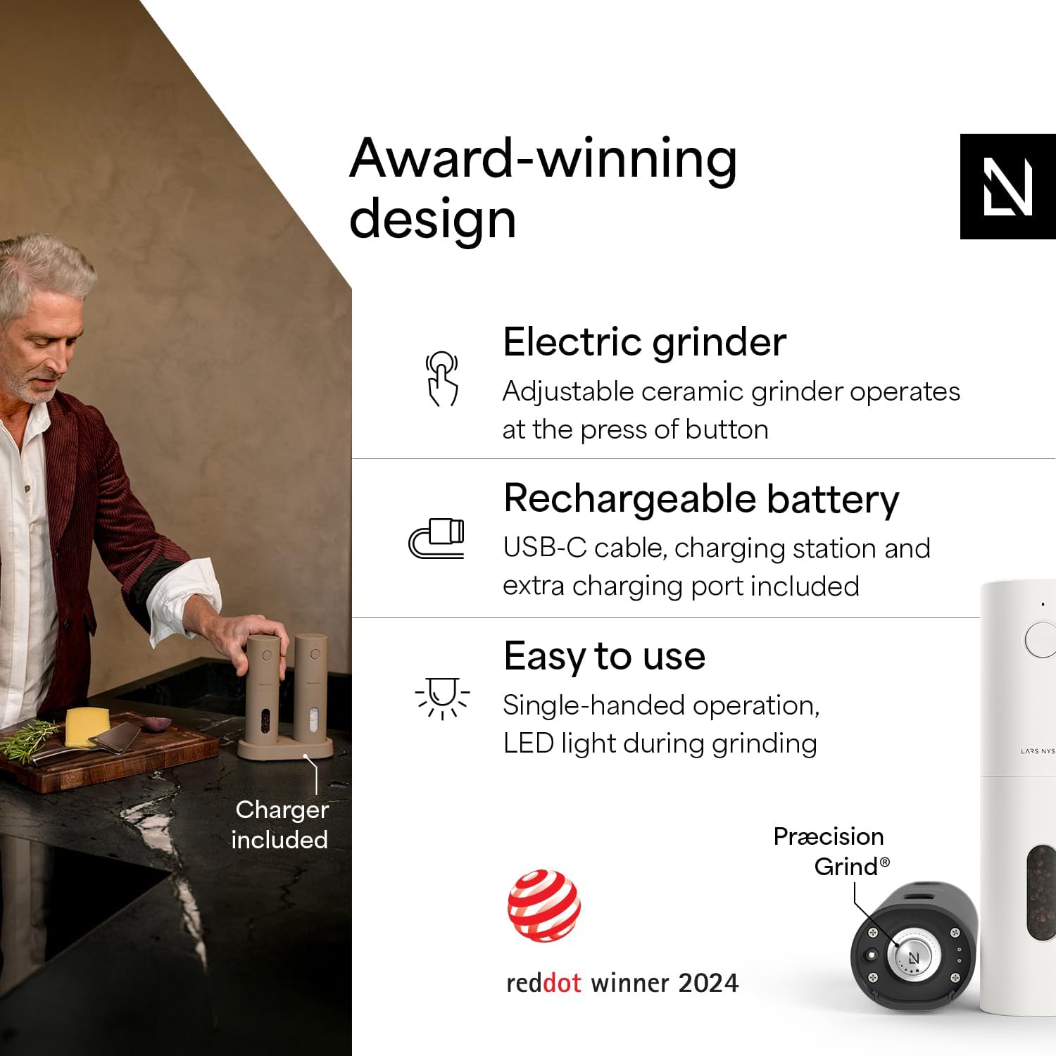 Lars Nysøm Set Macinini Elettrici Sale e Pepe - immagine 2