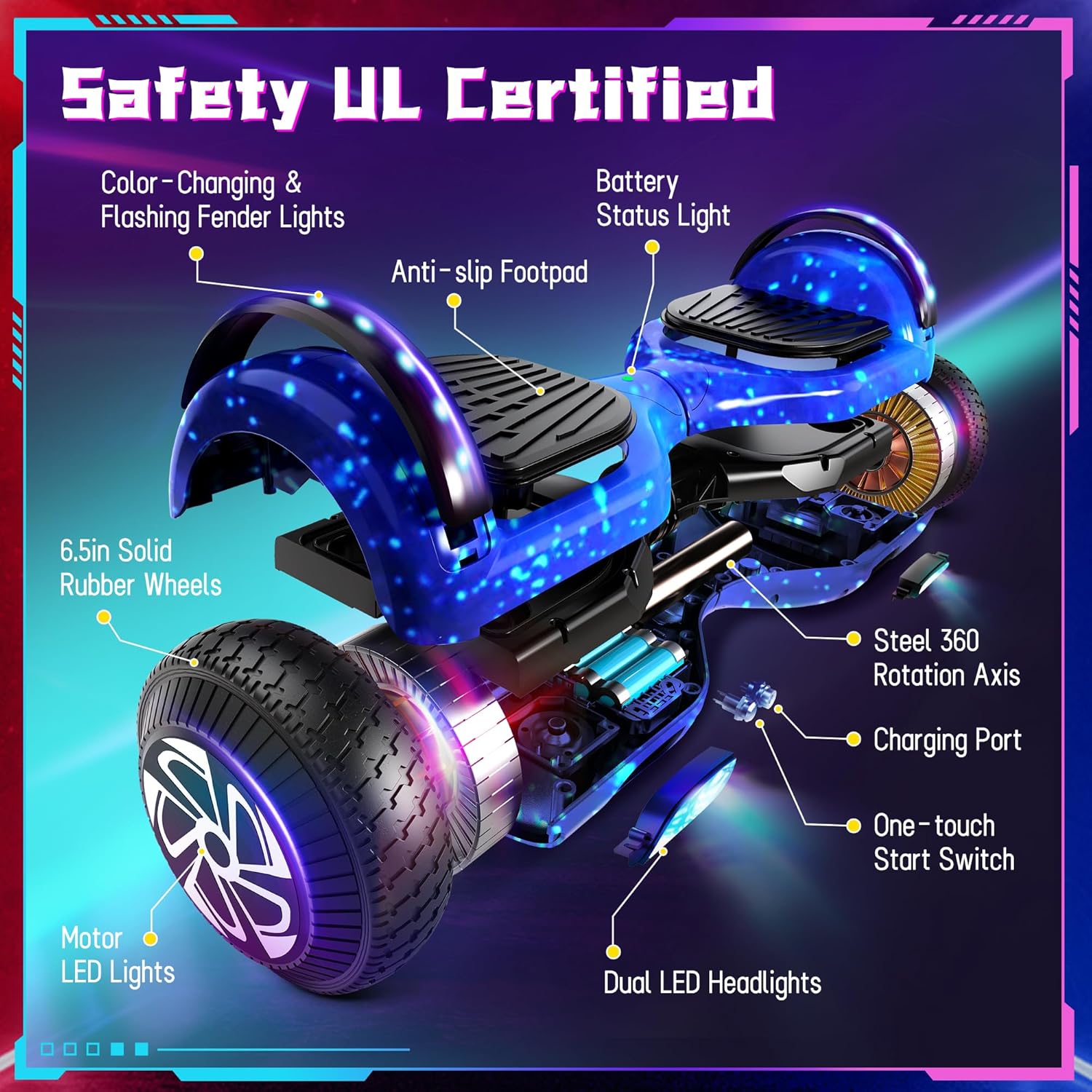 Scooter Elettrico 6.5" con Bluetooth e LED - immagine 2