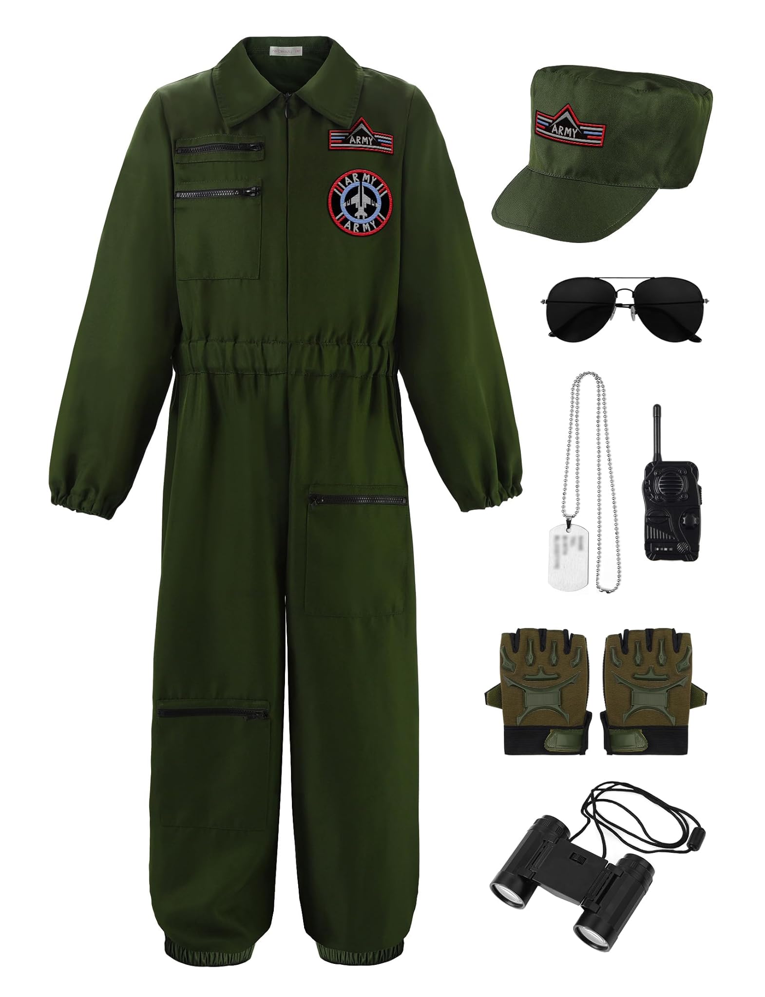 ReliBeauty Costume Militare Bambino Costumi di Carnevale Pilota Verde