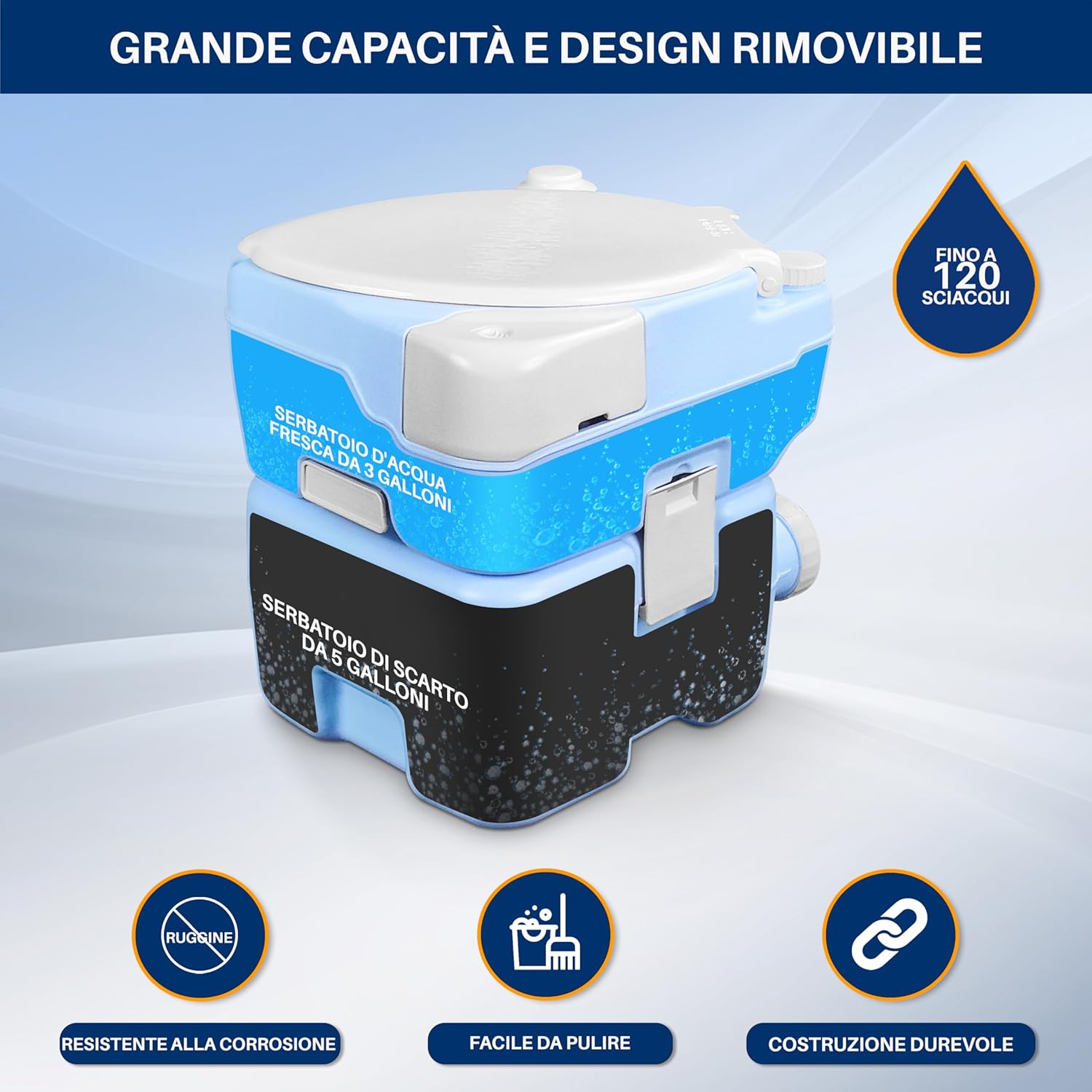 Serenelife WC Portatile 20 Litri per Campeggio e Barca - immagine 2