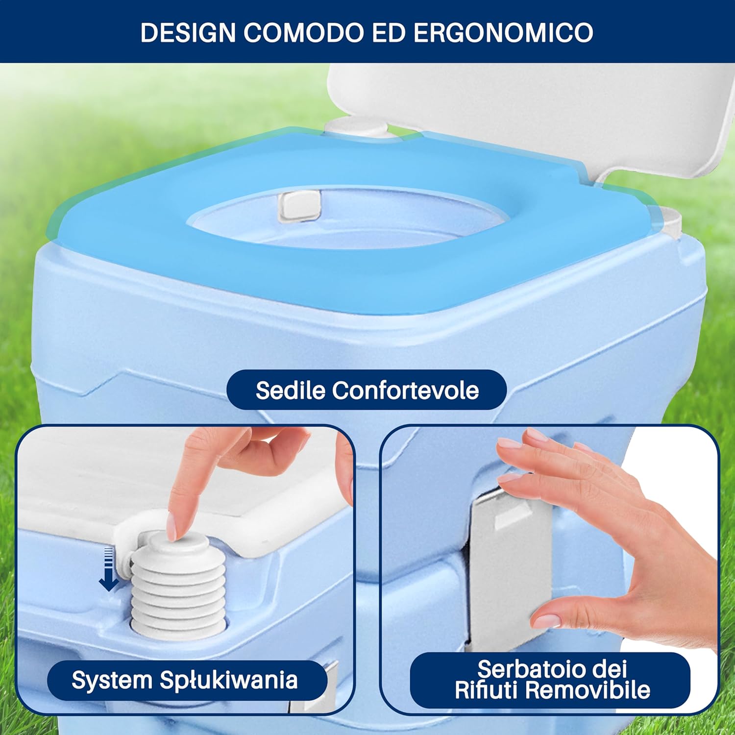 Serenelife WC Portatile 20 Litri per Campeggio e Barca - immagine 3