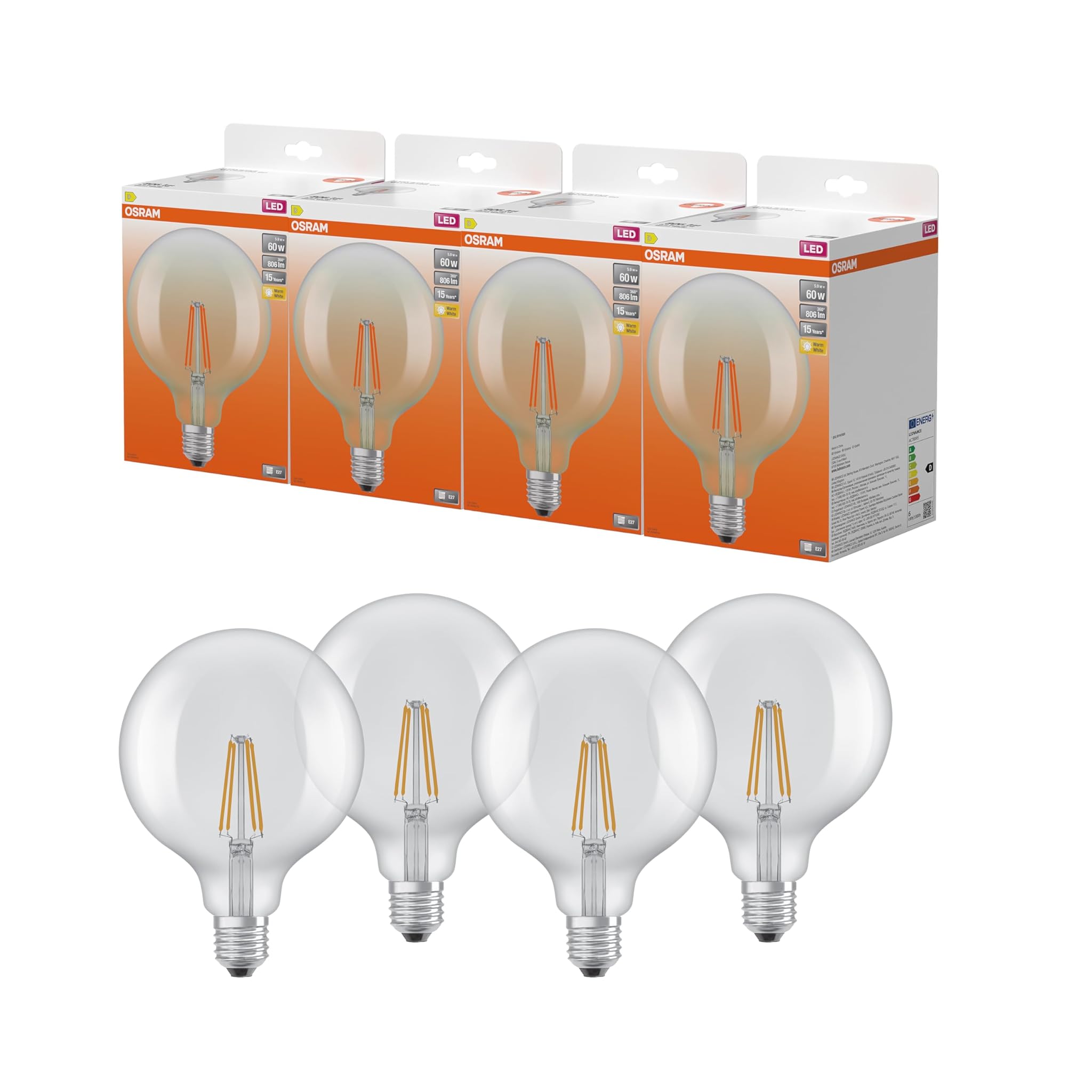 Osram LED Star Globe G125 60 Filament E27 (4 pz)