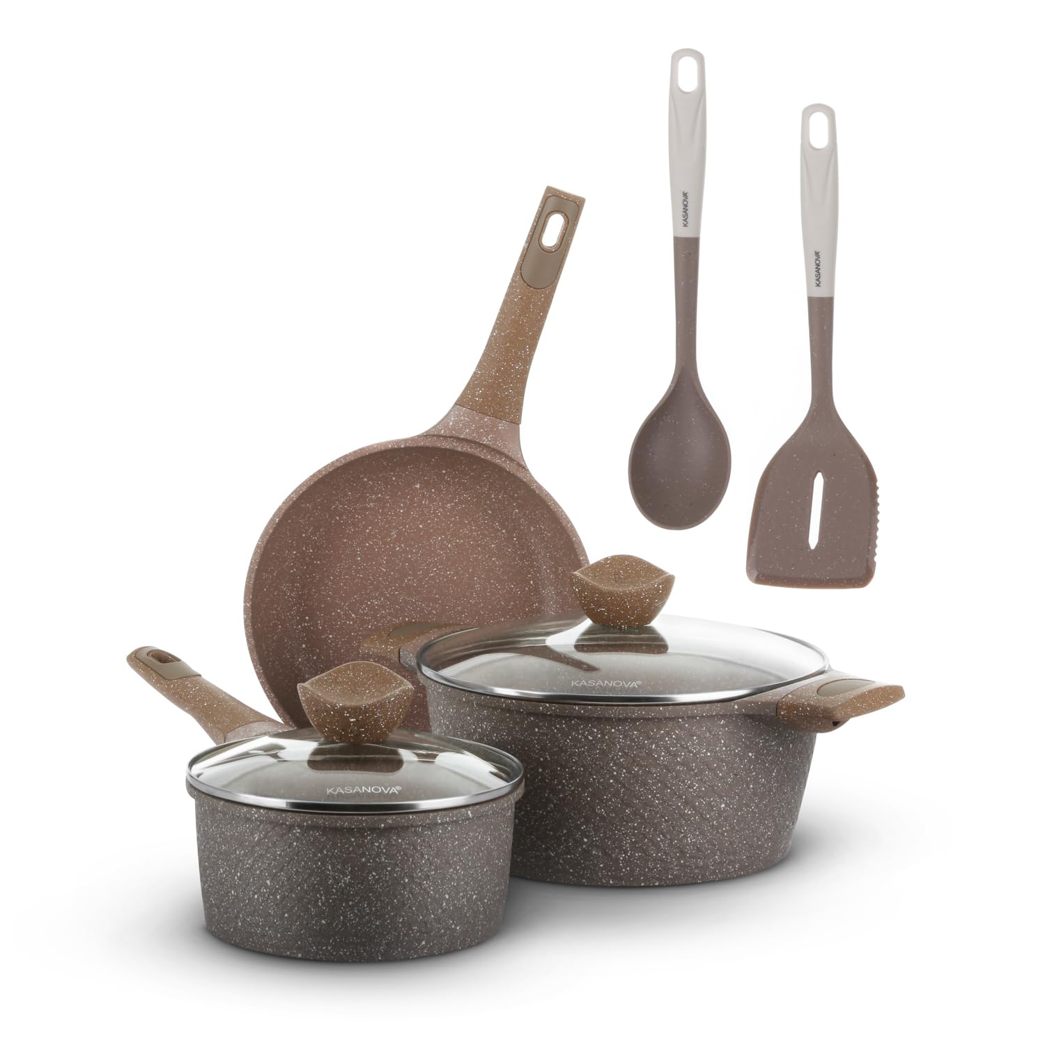 Kasanova Set Pentole Antiaderente 0 Grassi (7 Pezzi)