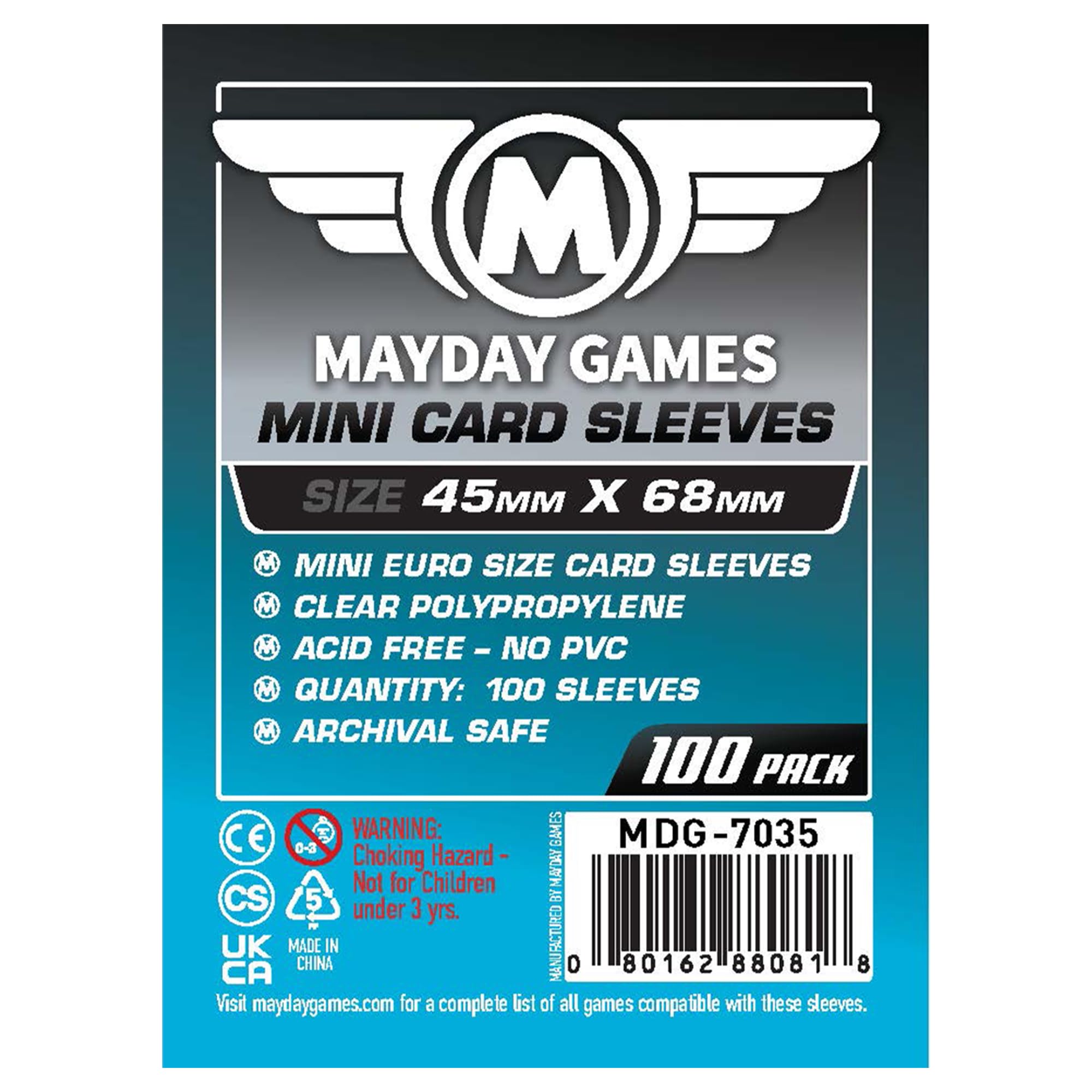 Maydaygames 7035 Buste protettive mini Euro per giochi da tavolo, 45 x 68 mm, confezione da 100