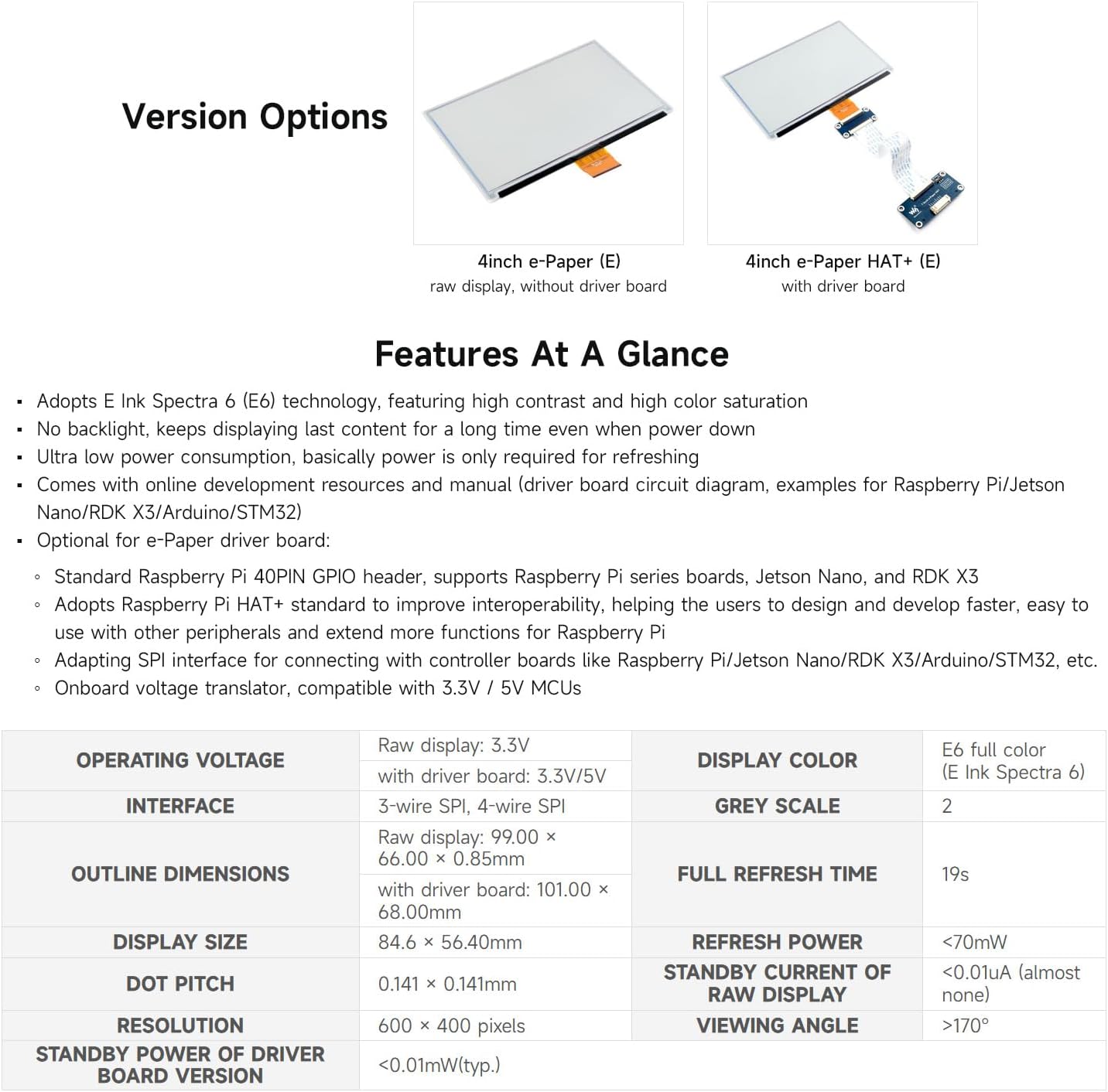 Waveshare 4inch e-Paper E6 (Spectra 6) Full-Color - immagine 4