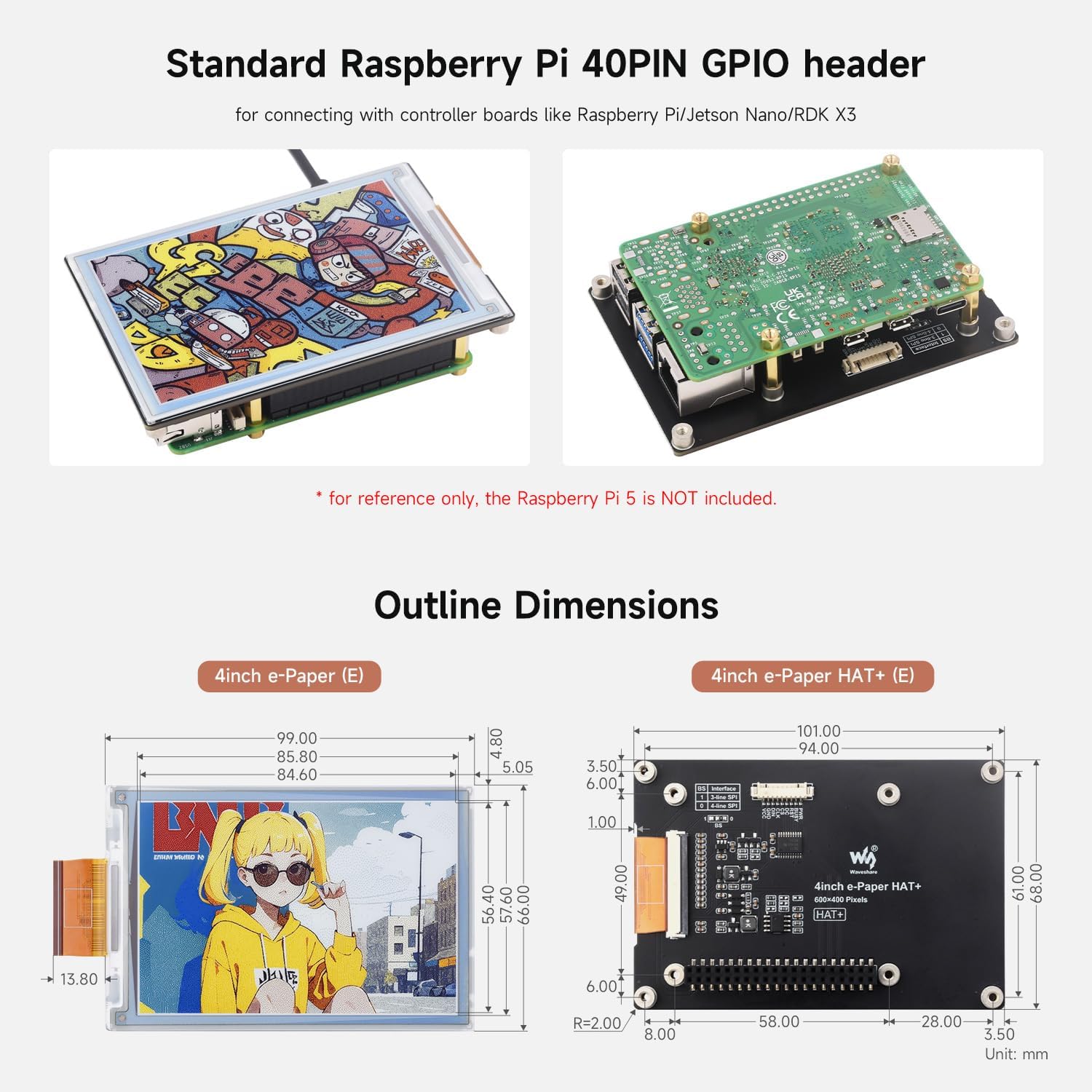 Waveshare 4inch e-Paper E6 (Spectra 6) Full-Color - immagine 8