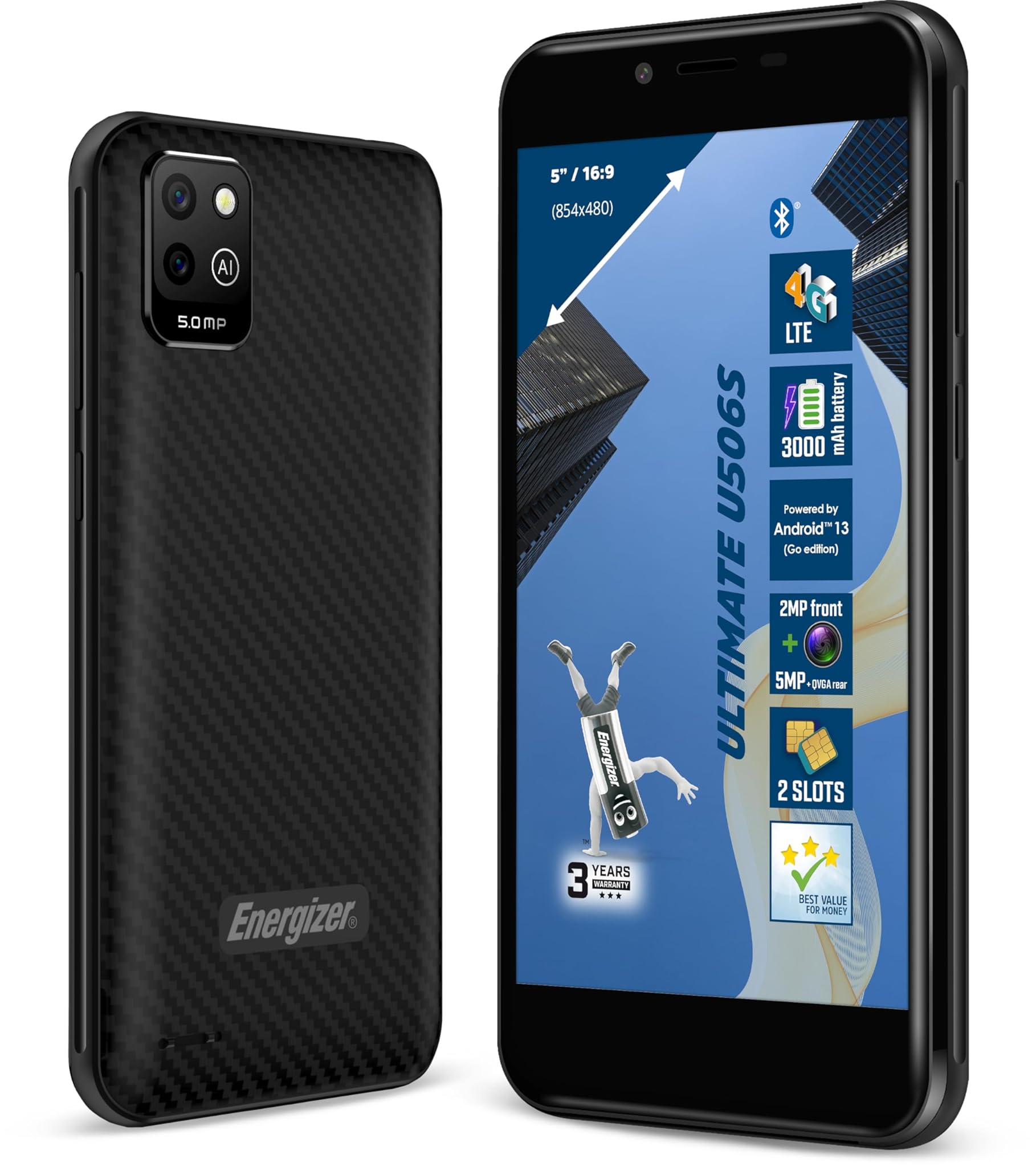 Energizer Smartphone U506S - Android 13, Nero