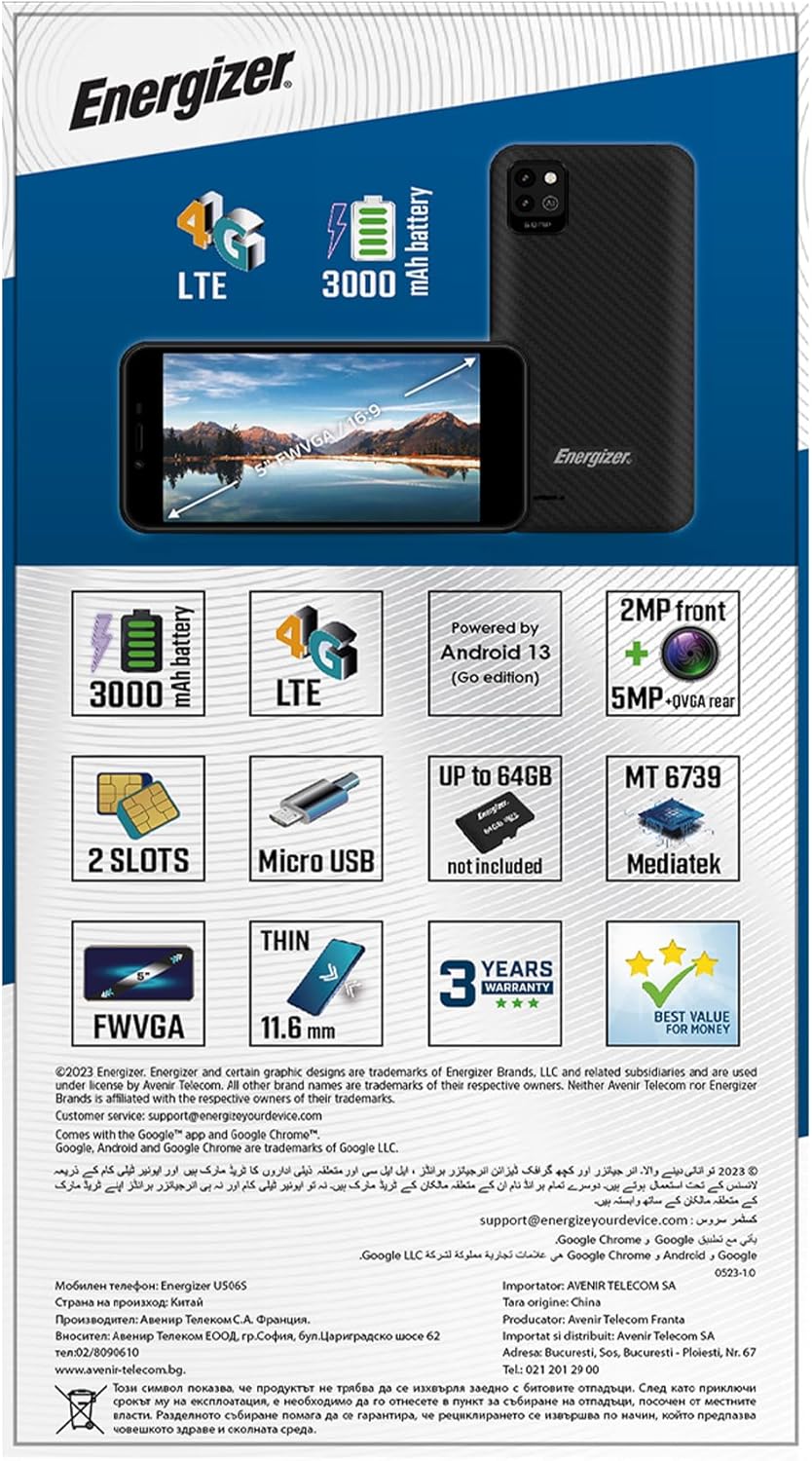 Energizer Smartphone U506S - Android 13, Nero - immagine 6