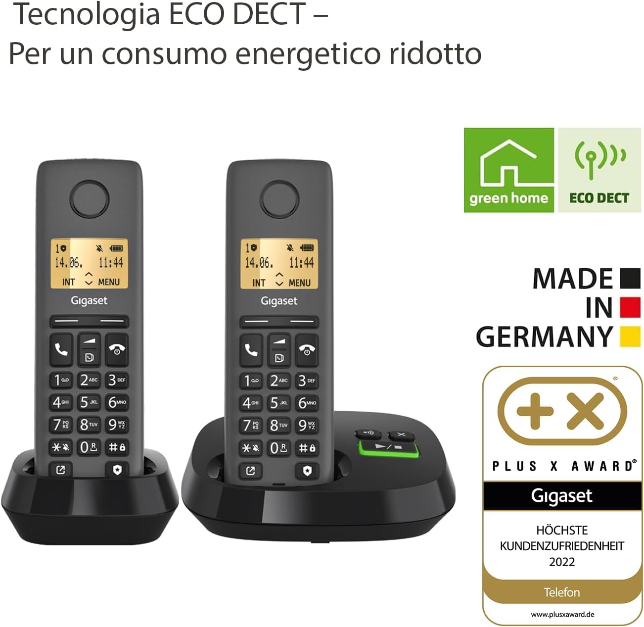 Gigaset PURE 120A Duo - Cordless con Segreteria, Nero - immagine 5