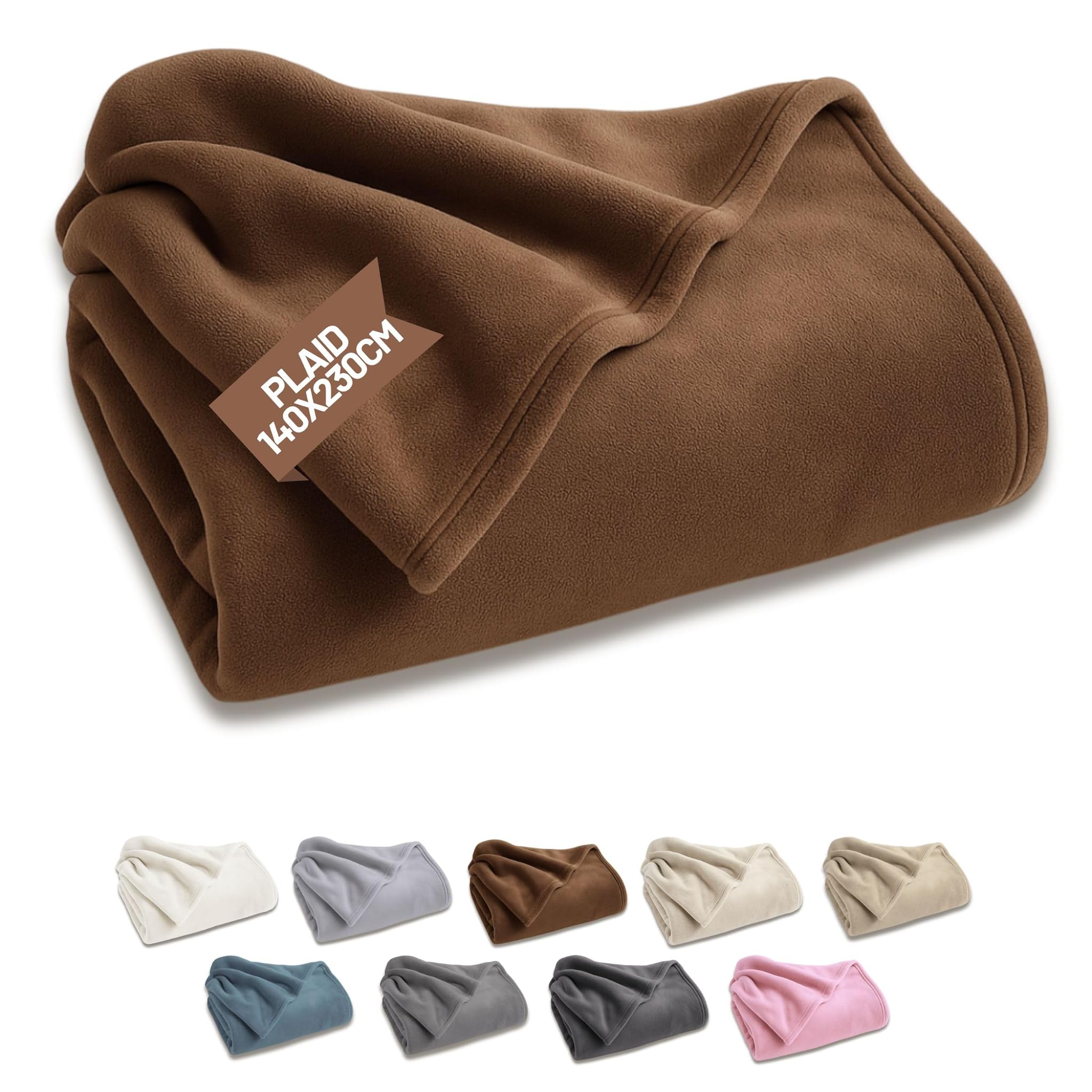 SONIT - Plaid Divano in Pile per Divano e Letto Singolo - Coperta in Pile Autunnale e Invernale - Coperta 140x230 - Plaid Singolo Nocciola