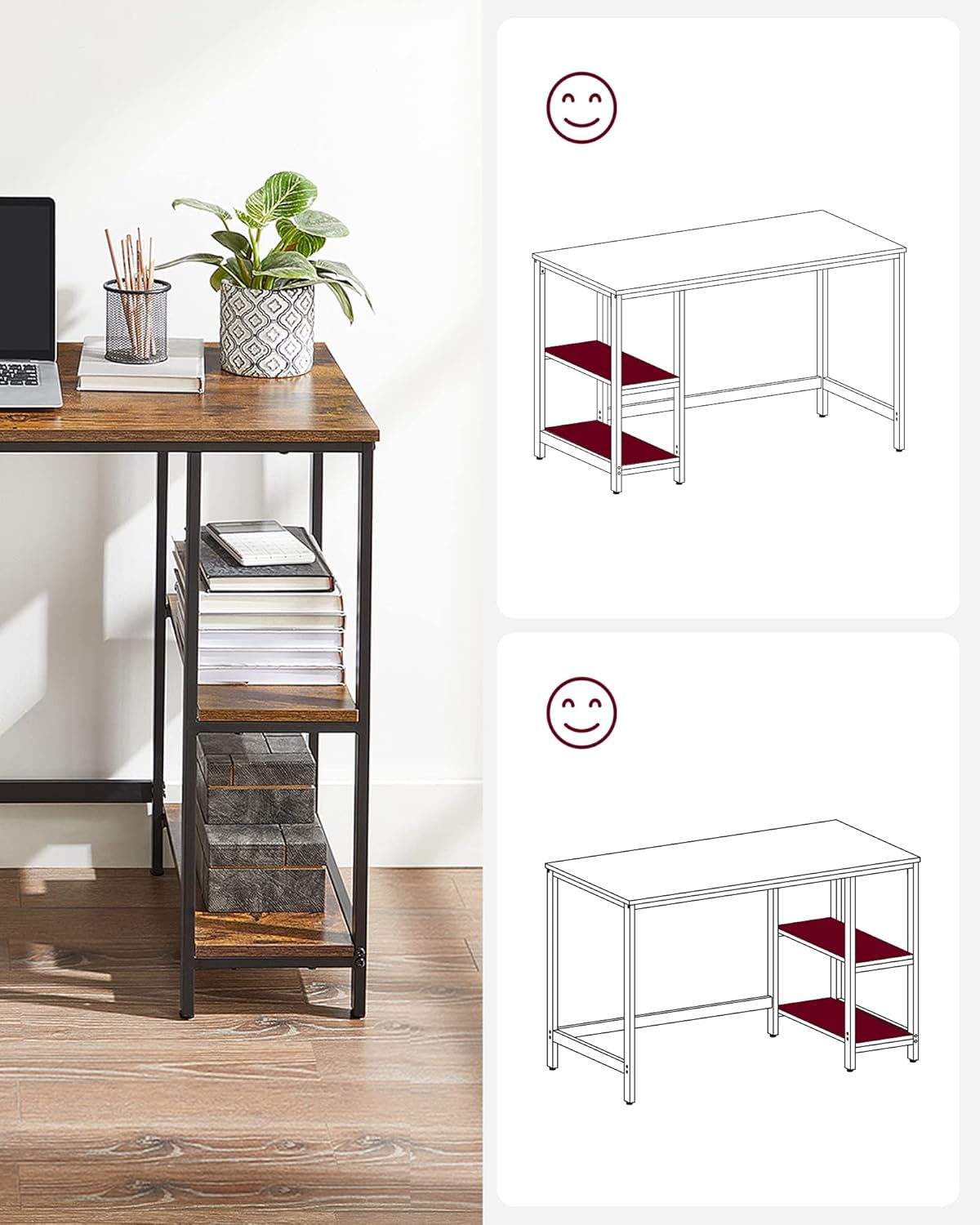 Vasagle Scrivania per Computer 100 x 50 x 76 cm - immagine 5