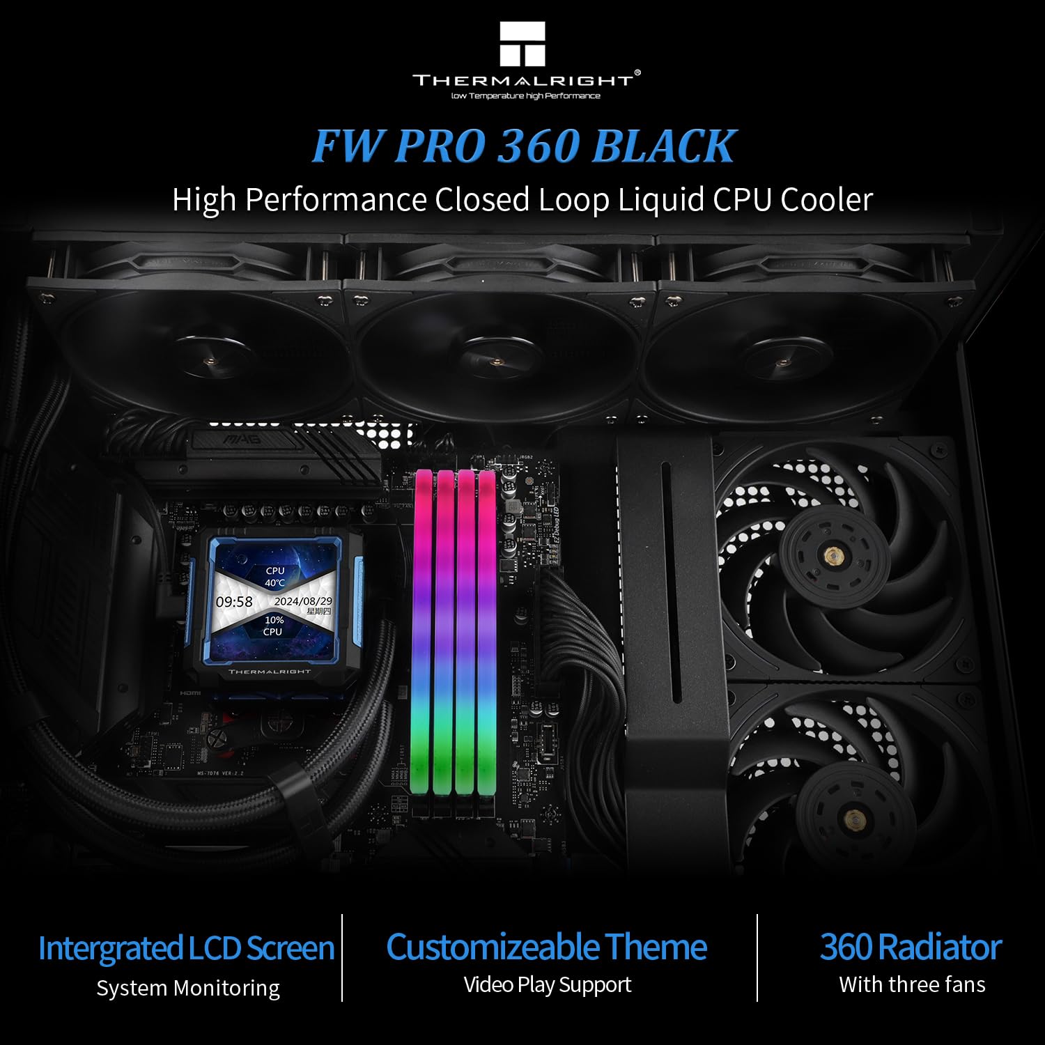 Tr FW PRO 360 Nero - CPU AIO Cooler con Schermo LCD - immagine 2