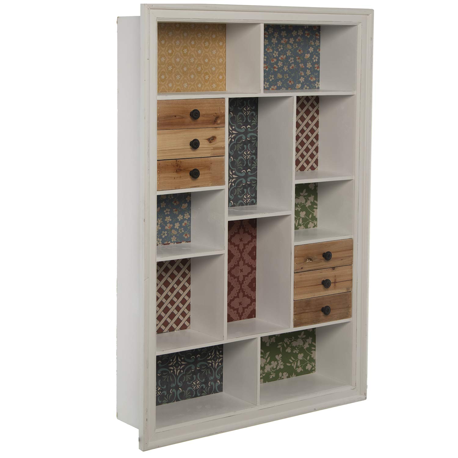 DRW - Mensola con 6 cassetti in legno con vari colori, 68 x 17,5 x 103 cm