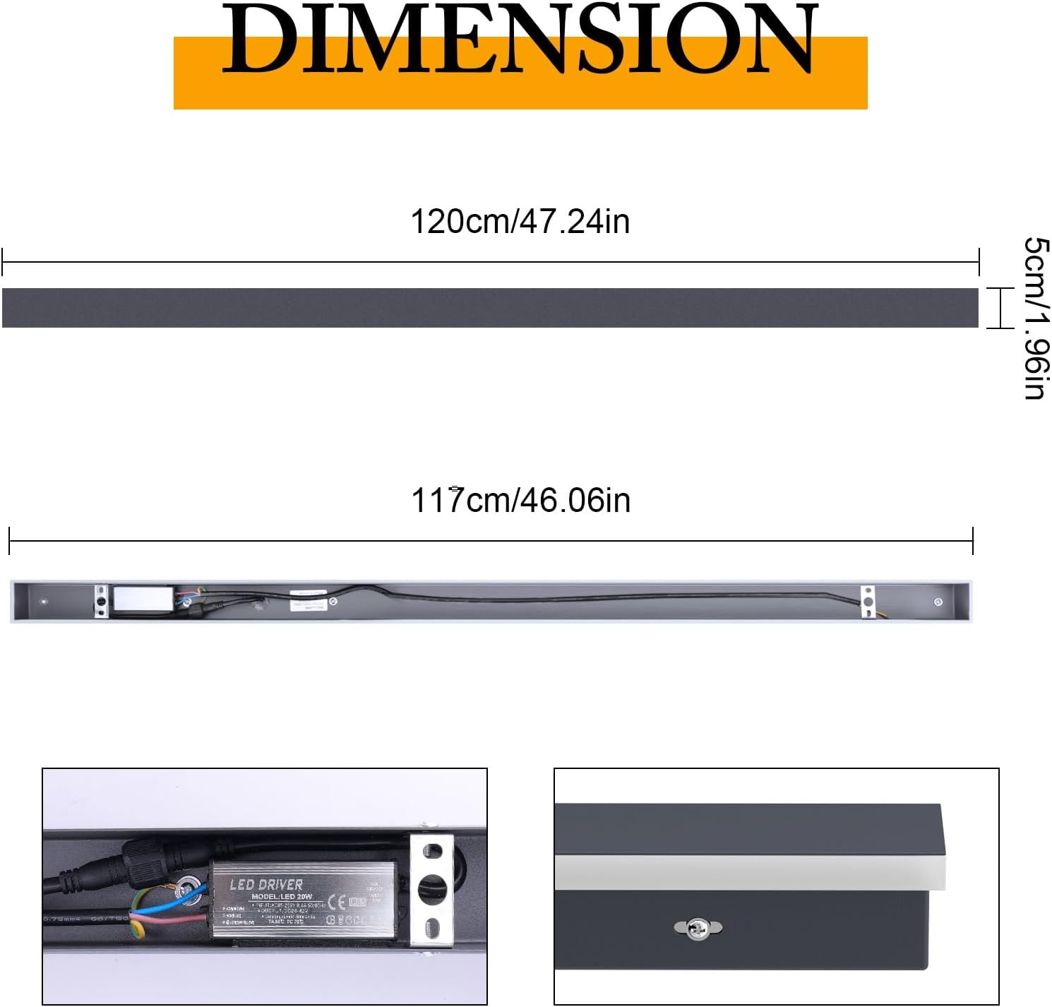 K-bright Lampada Parete LED 35W 3000K IP65 120CM, Antracite - immagine 7
