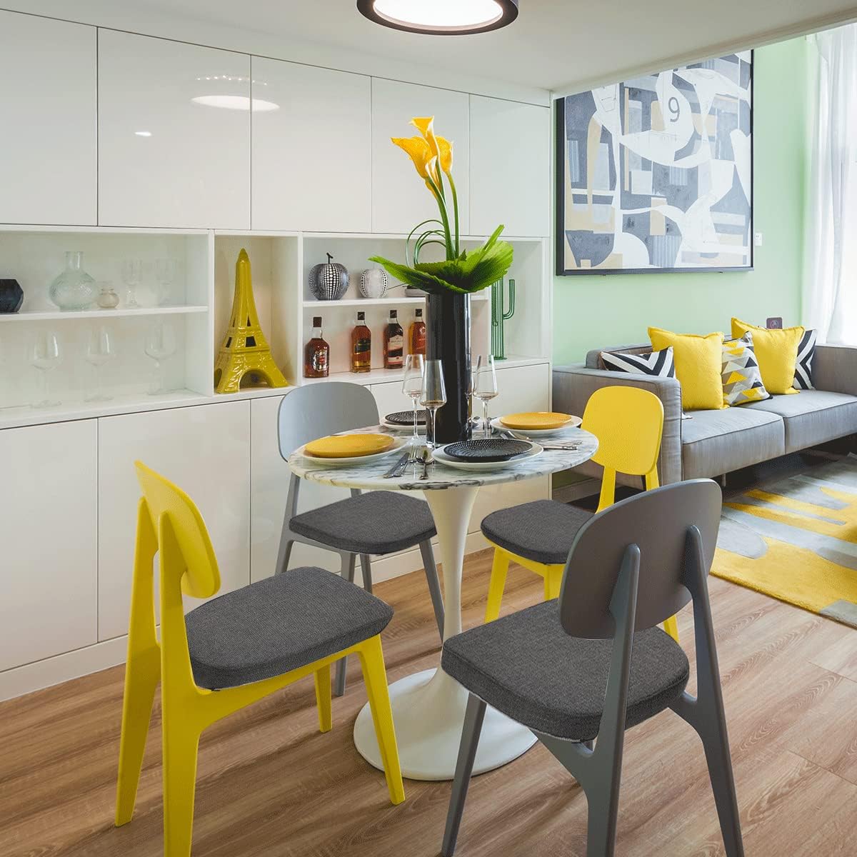 Buyue Set 4 Cuscini per Sedia in Lino, Grigio Scuro - immagine 2