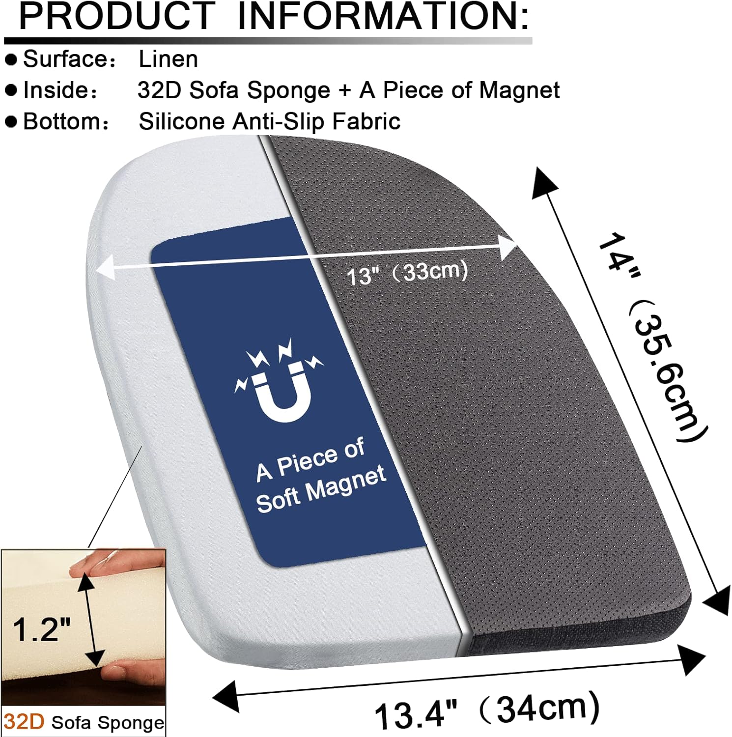 Buyue Set 4 Cuscini per Sedia in Lino, Grigio Scuro - immagine 3