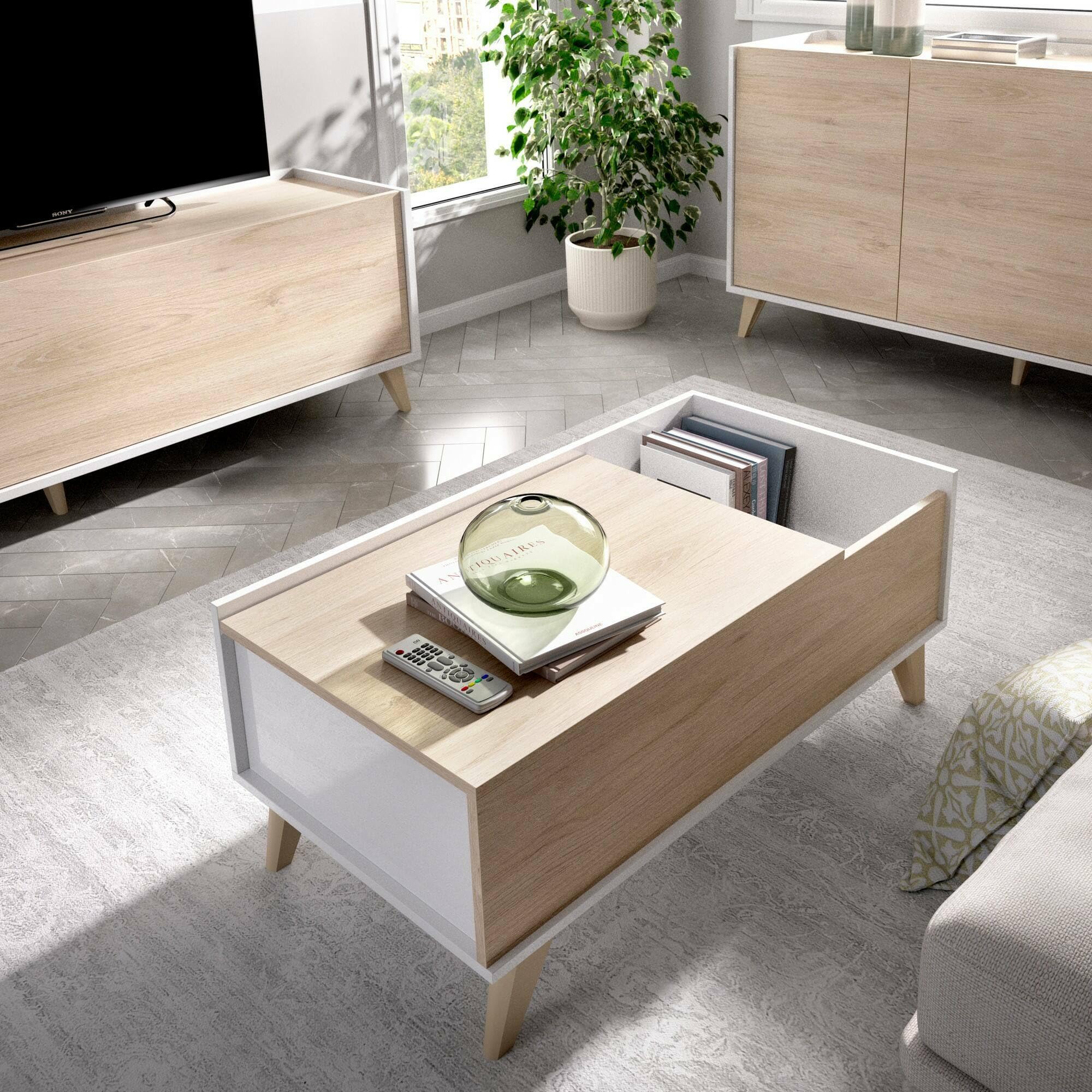 Dmora Cuna - Tavolino da Salotto Elevabile 99x60x41 cm