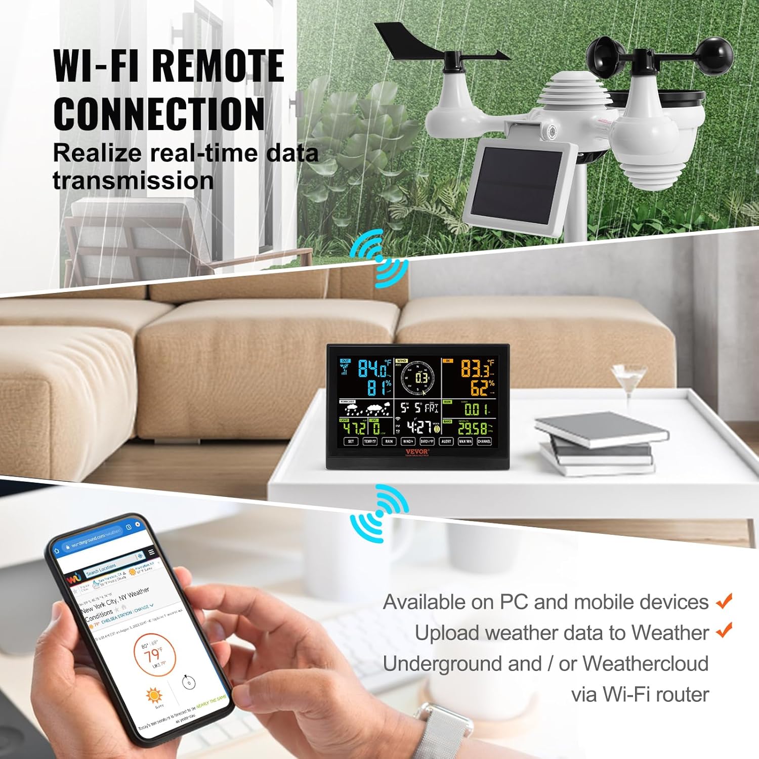 Vevor Stazione Meteorologica Solare WiFi 7 in 1 - immagine 3