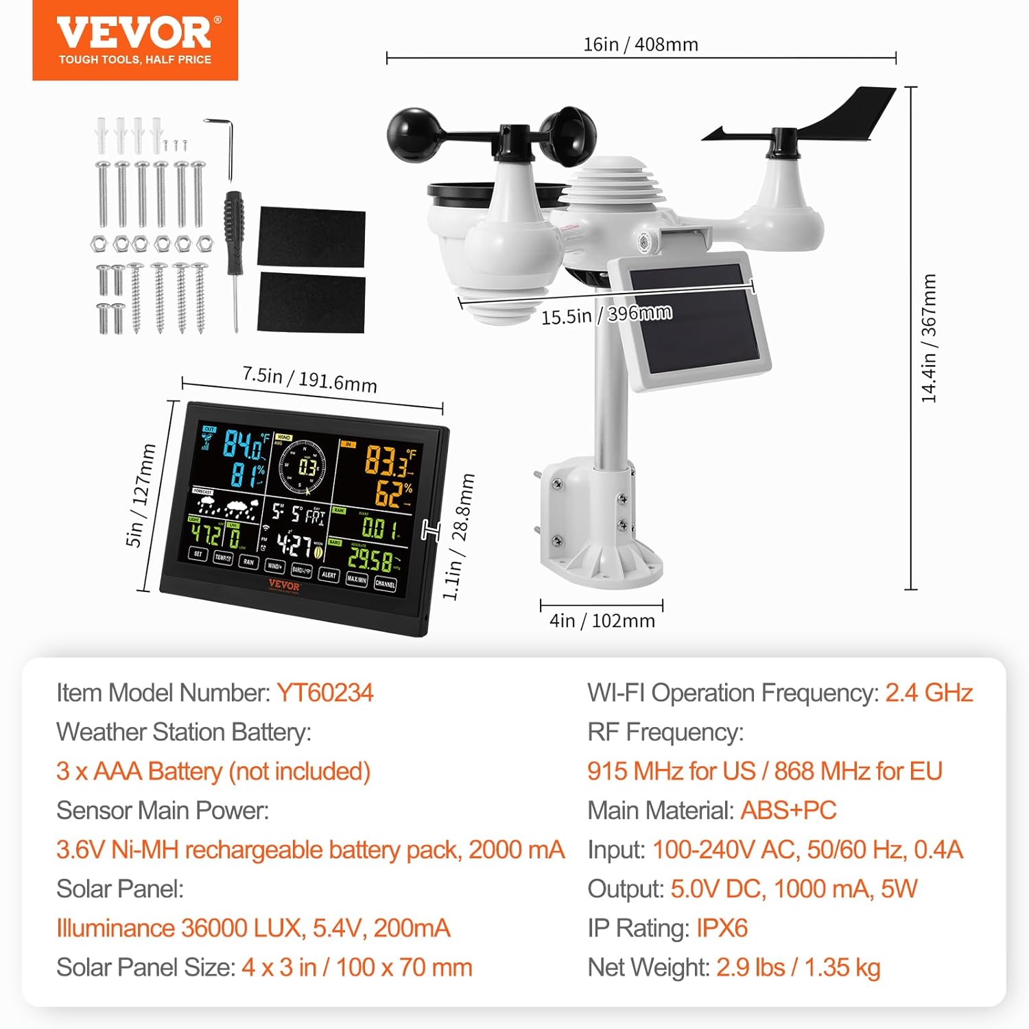 Vevor Stazione Meteorologica Solare WiFi 7 in 1 - immagine 7