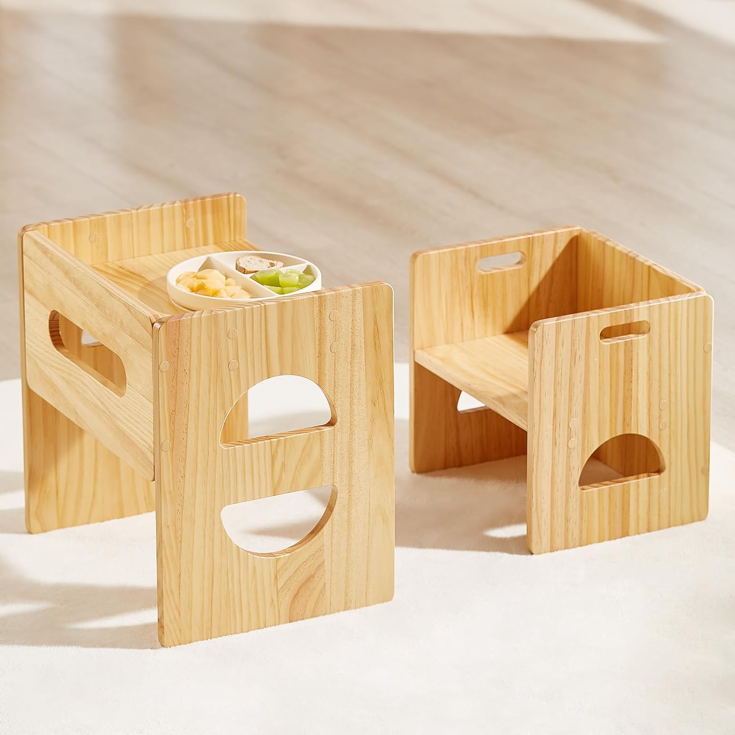 Funlio Set Tavolo e Sedia Montessori in Legno Naturale