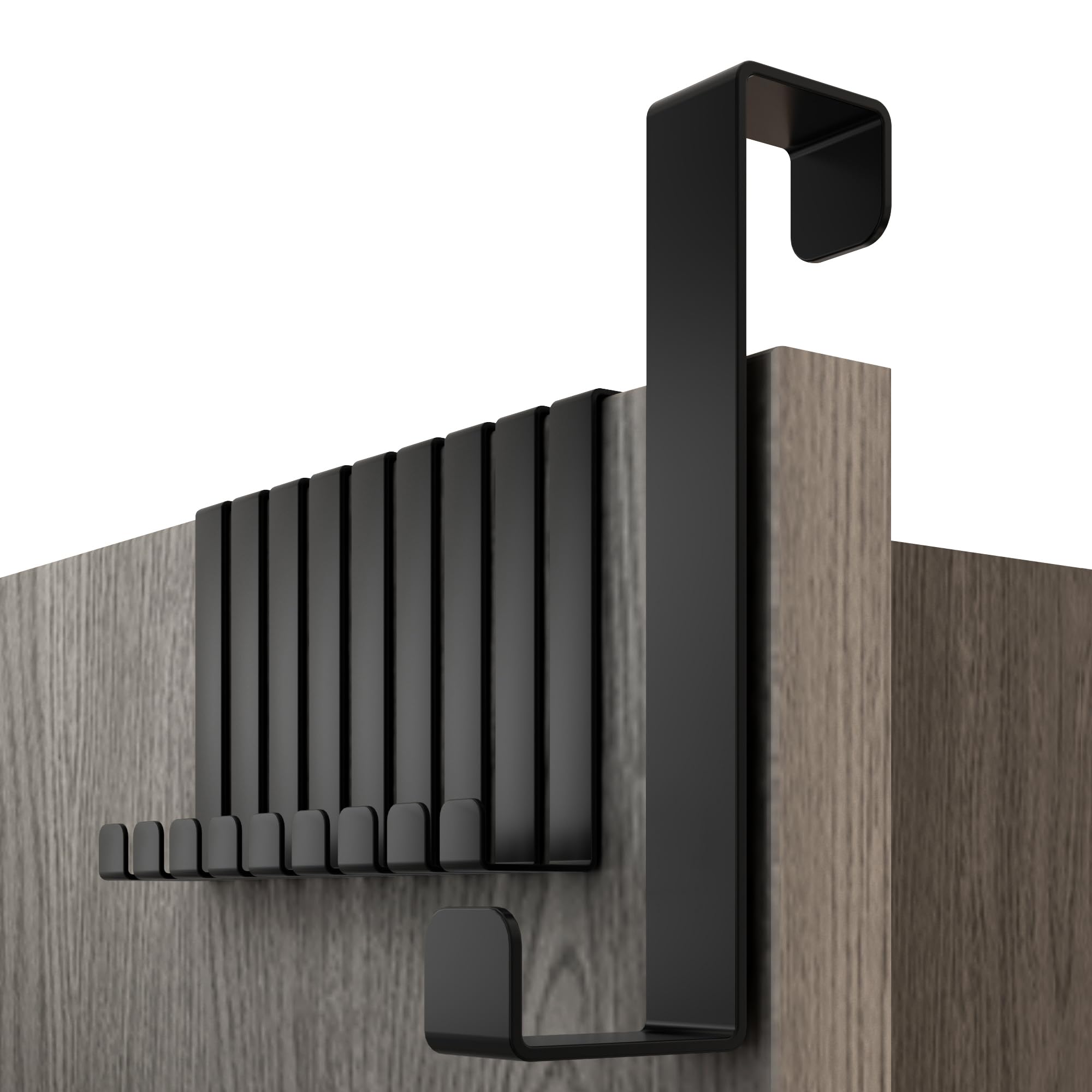 Menz Appendiabiti da Porta in Nero - Set 10 Pezzi