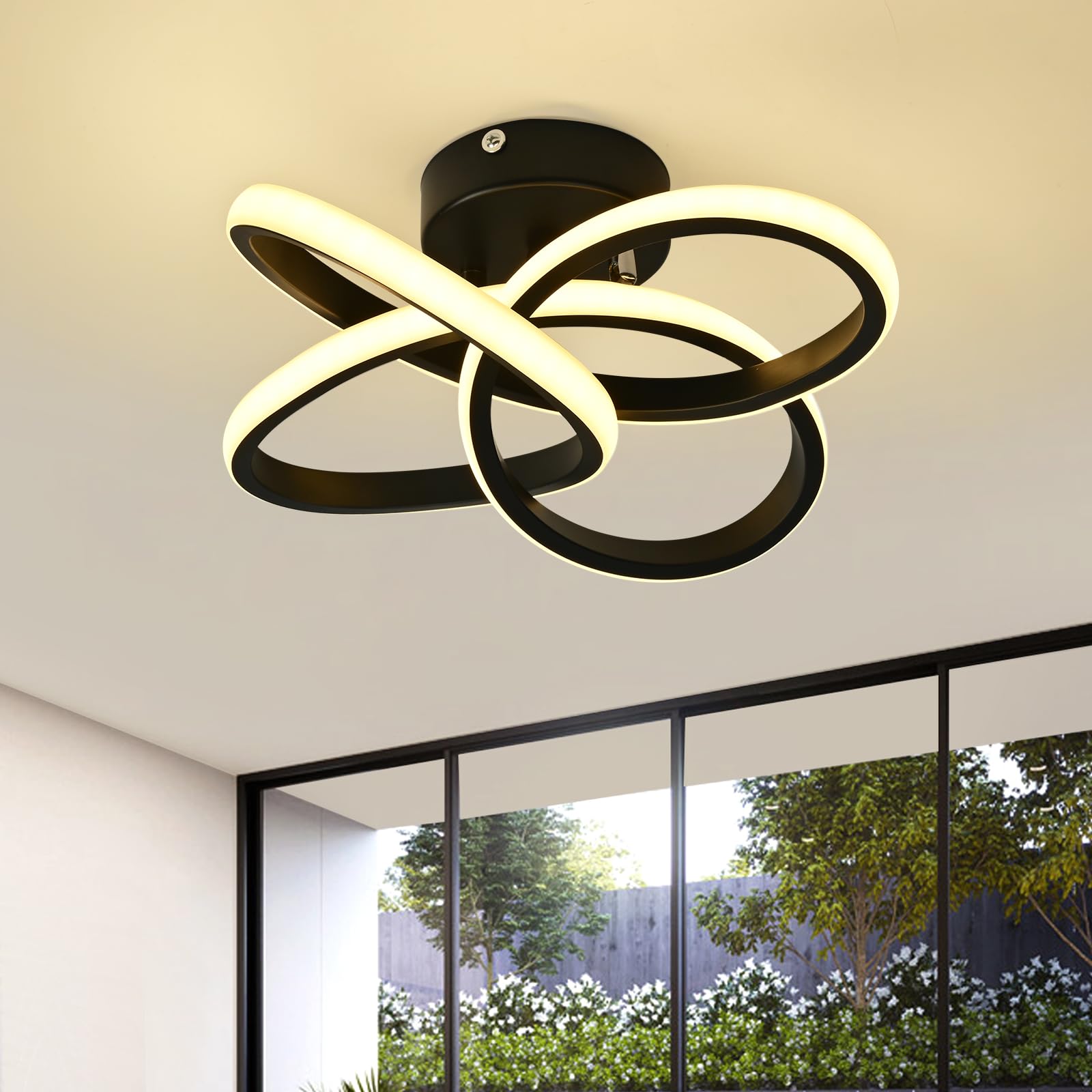 Plafoniera LED Moderna 36W 3900lm Design Fiore, Nero