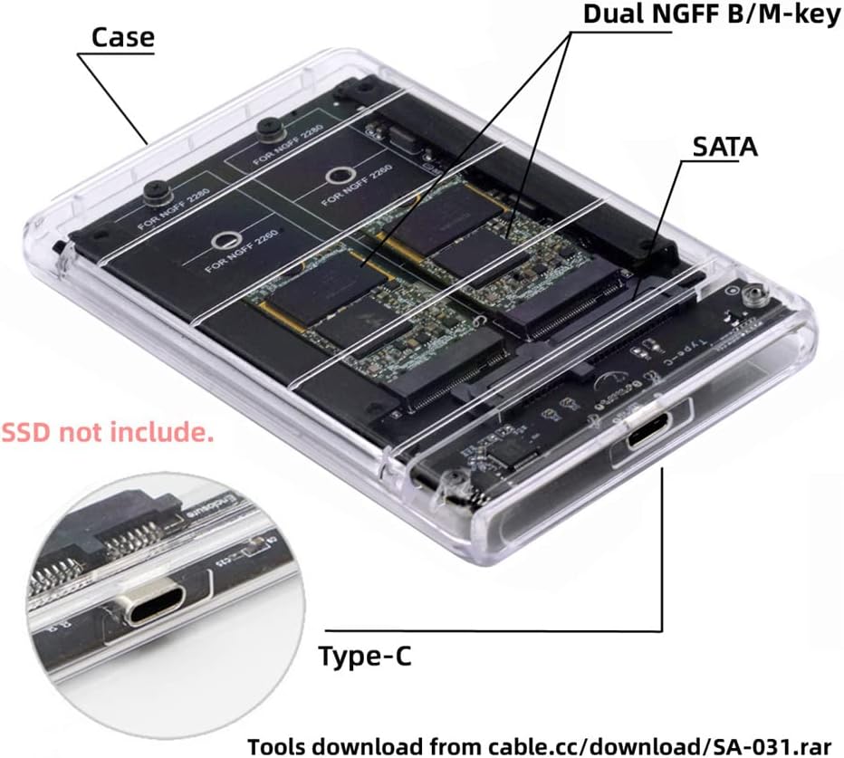 Nfhk Dual NGFF B+M-Key M.2 SSD JOBD Raid0 Span Bridge - immagine 8