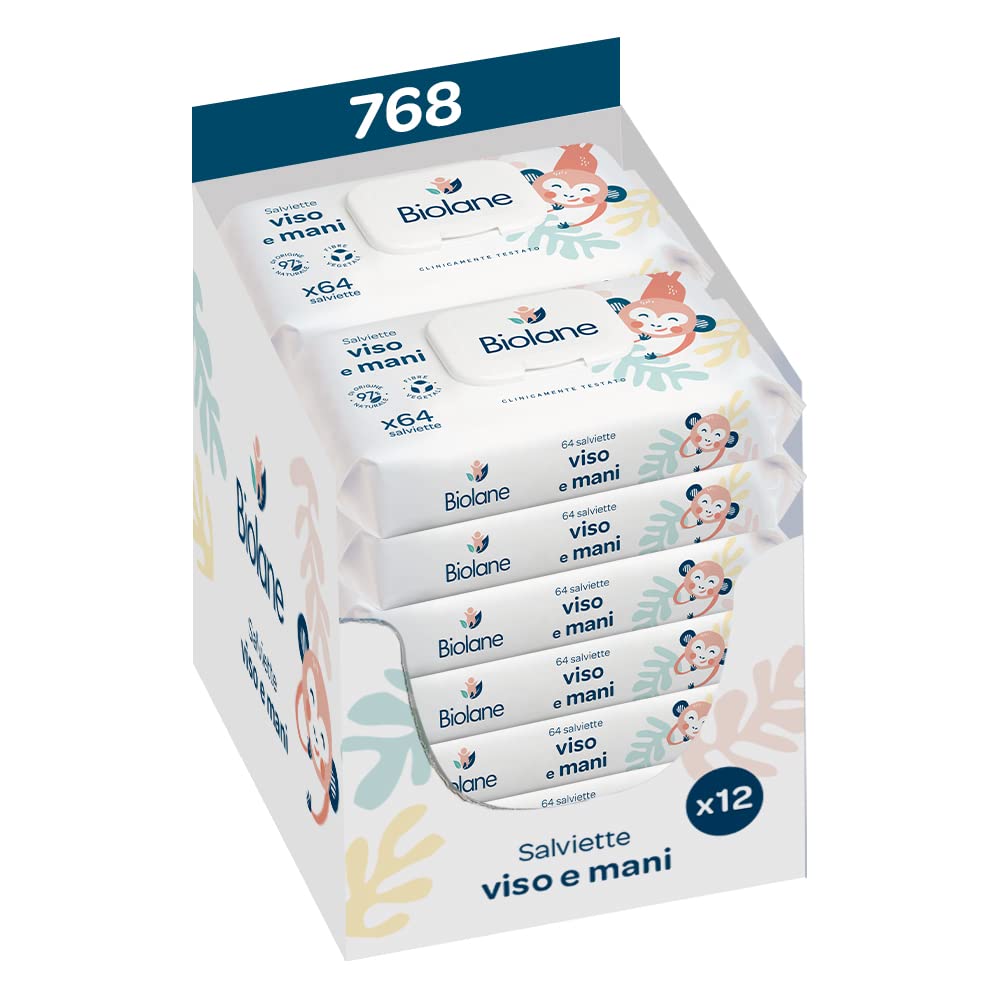 Biolane Salviette Viso e Mani per Bambini - Lotto 12x64