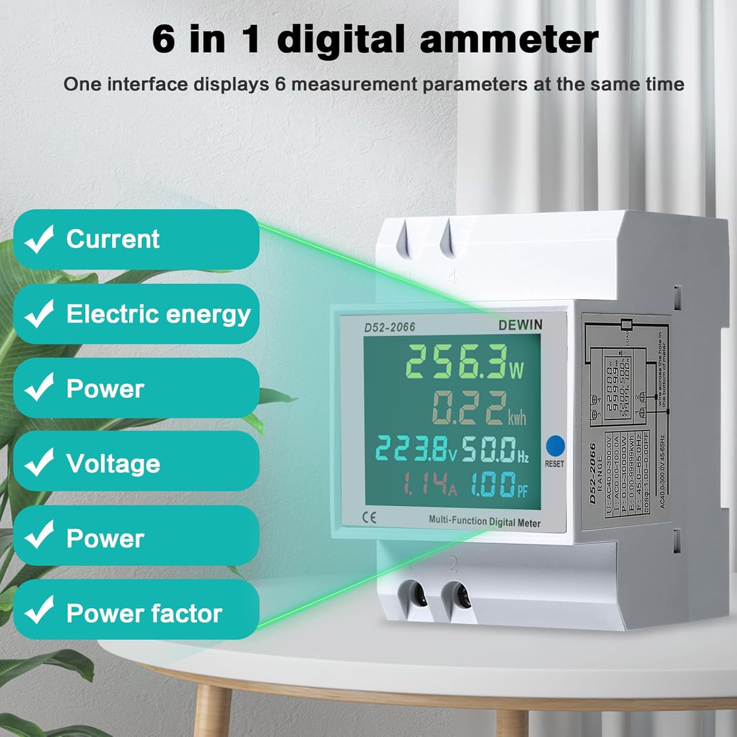 DEWIN Contatore Energia Elettrica Monofase 100A - immagine 2