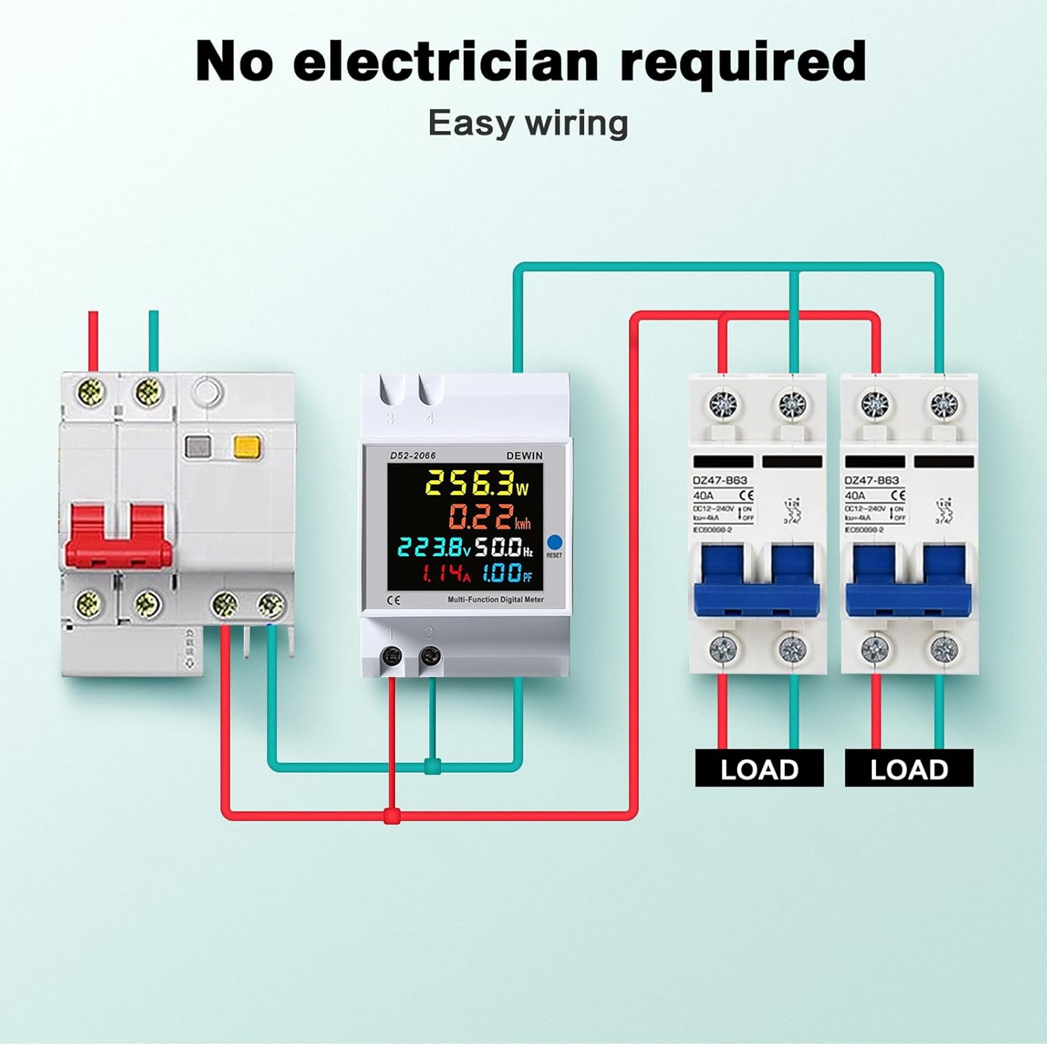 DEWIN Contatore Energia Elettrica Monofase 100A - immagine 4