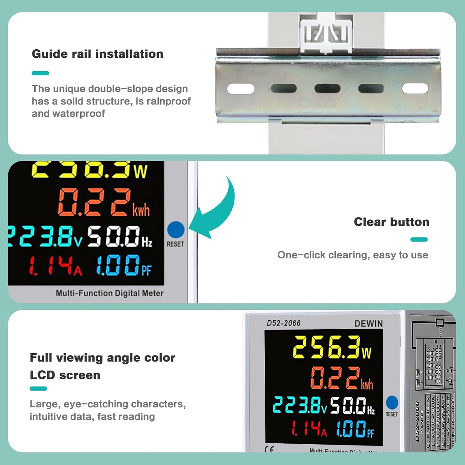 DEWIN Contatore Energia Elettrica Monofase 100A - immagine 6